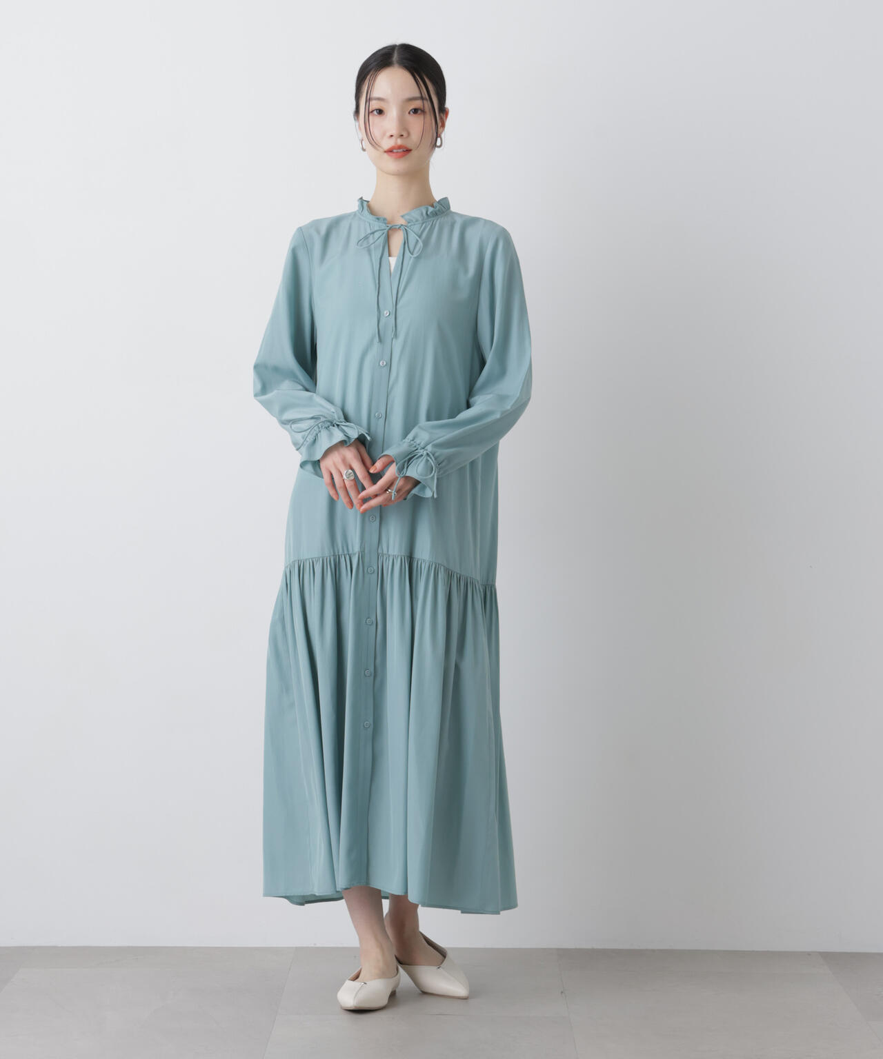 切り替えギャザーワンピース