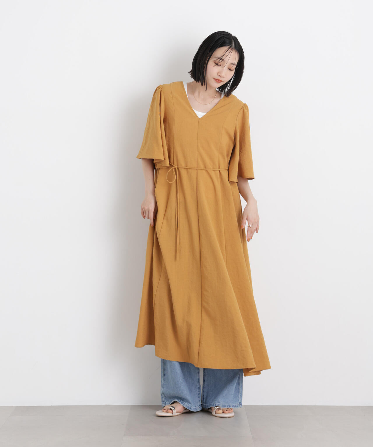 タンブラーブッチャーフレアスリーブワンピース