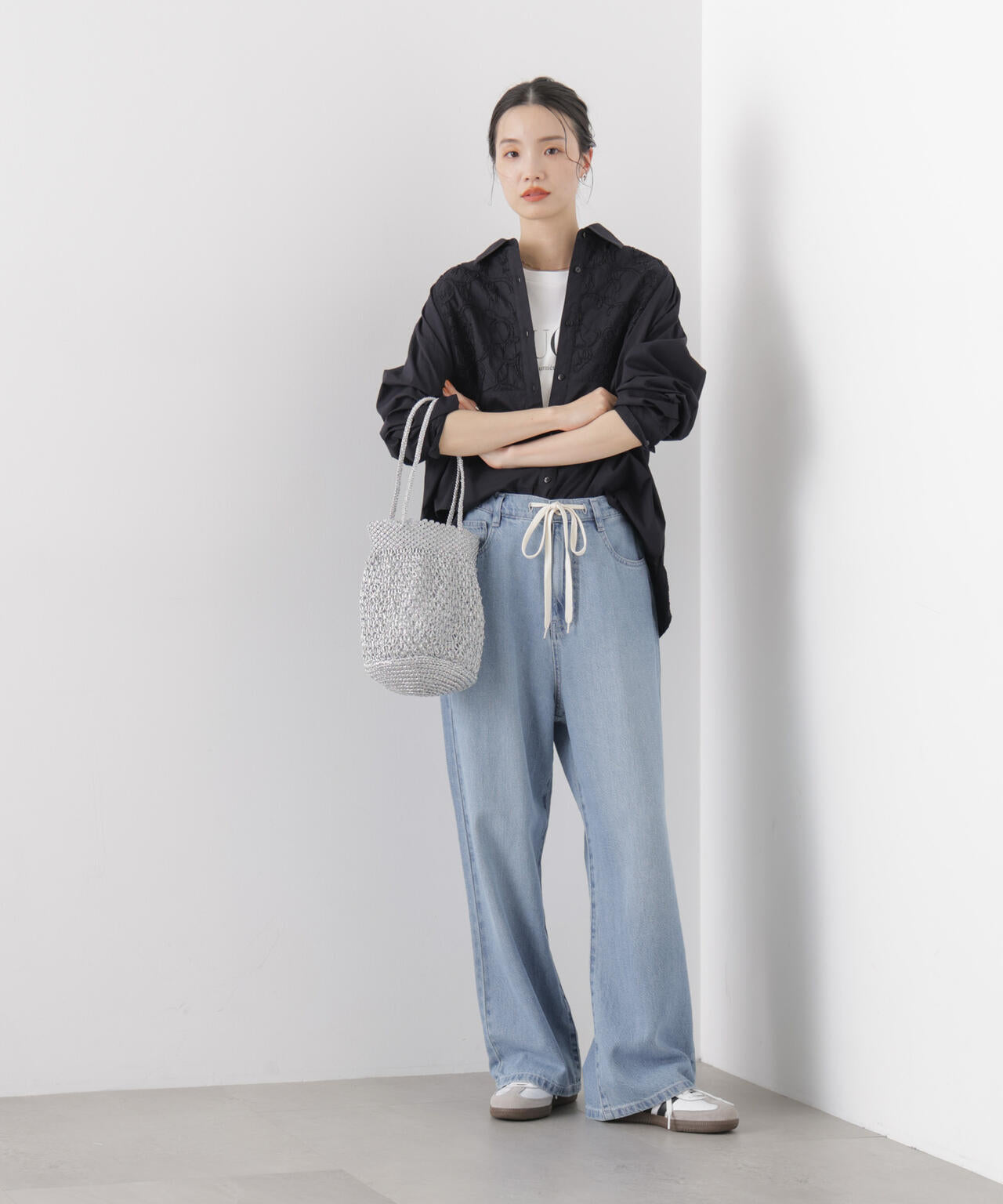 made in INDIA エンブロイダリーヨークシャツ