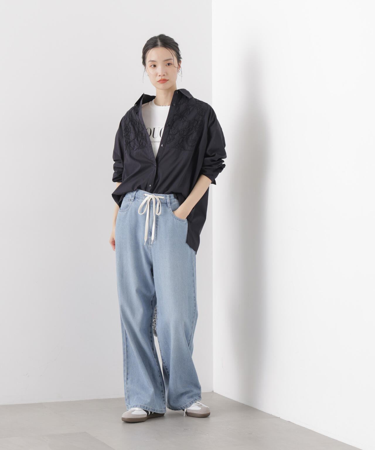 made in INDIA エンブロイダリーヨークシャツ