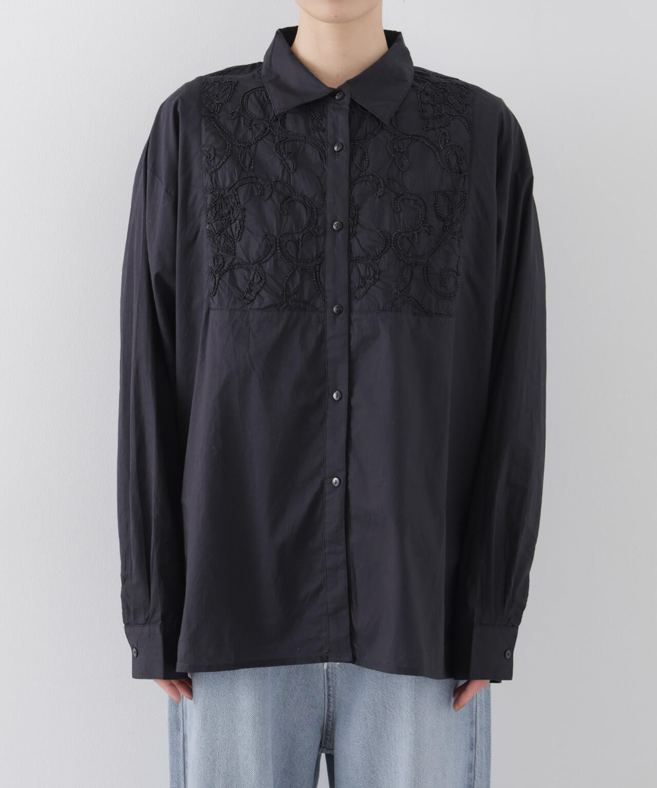 made in INDIA エンブロイダリーヨークシャツ