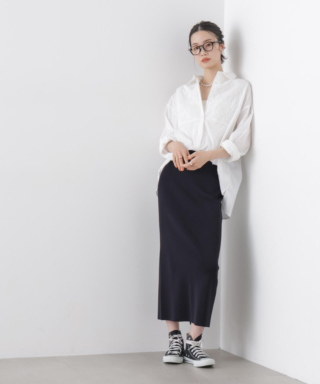 made in INDIA エンブロイダリーヨークシャツ