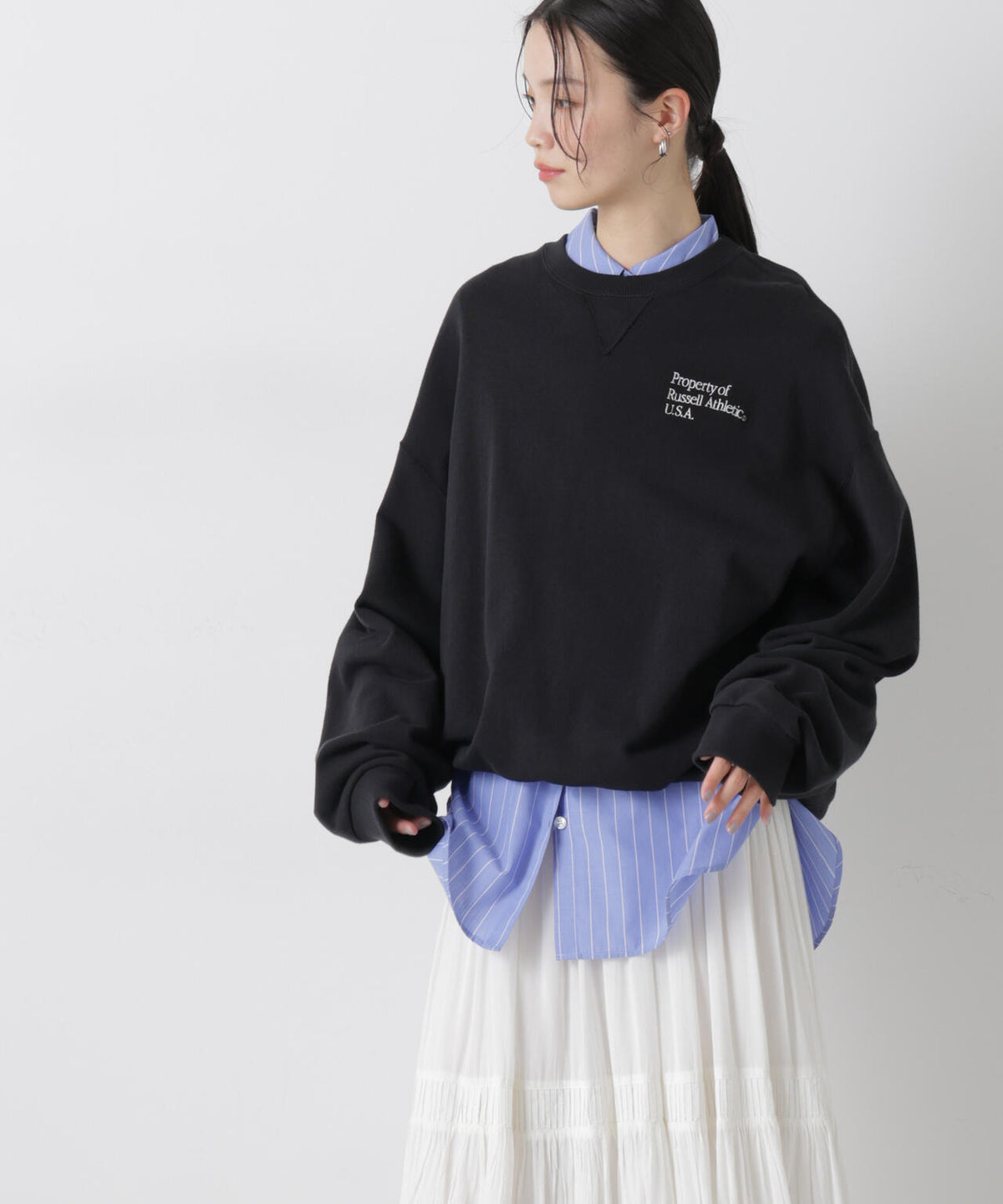 ブロードワイドシルエットストライプシャツ