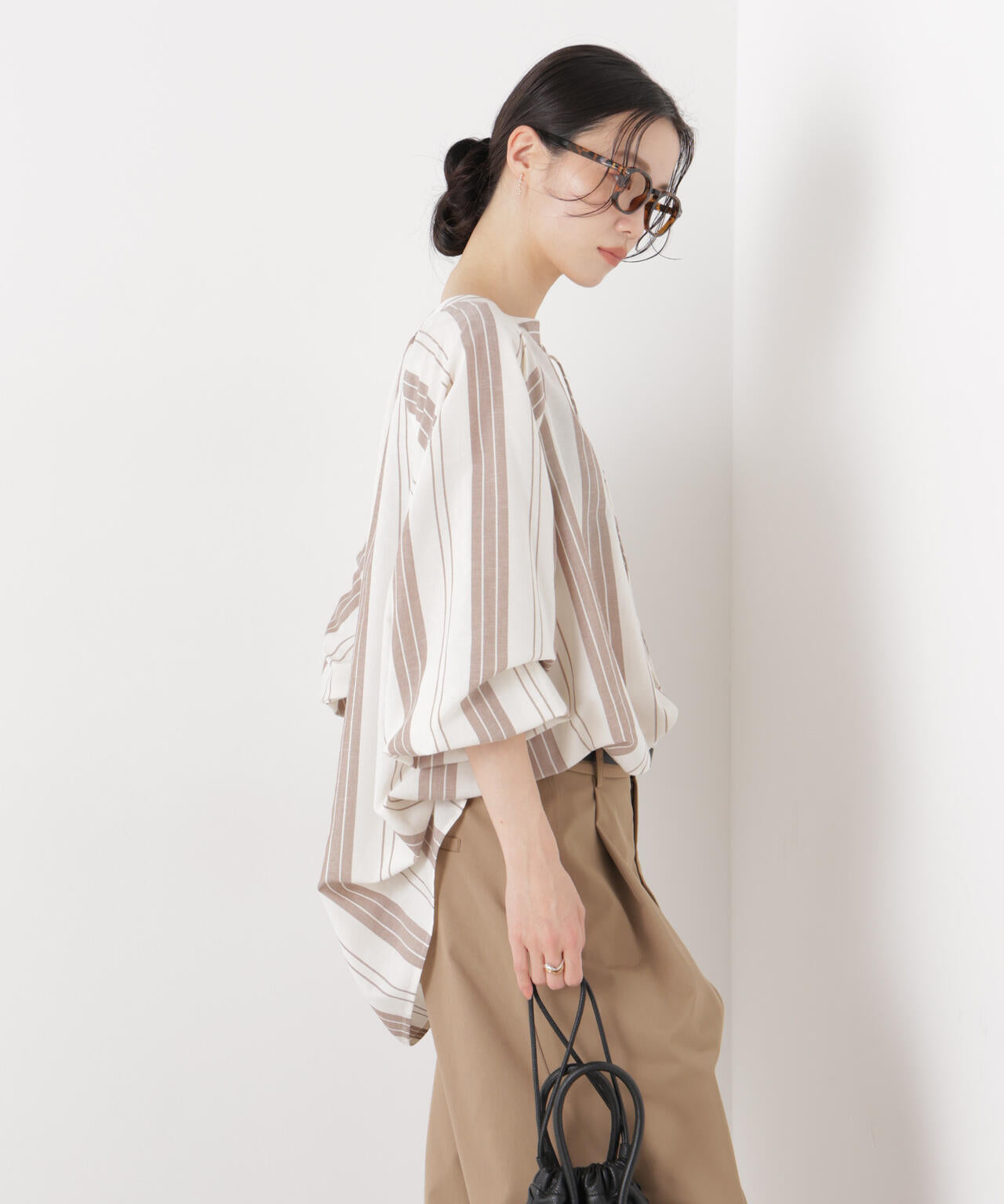 マシンウォッシャブルリネン混 ドルマンプルオーバーブラウス