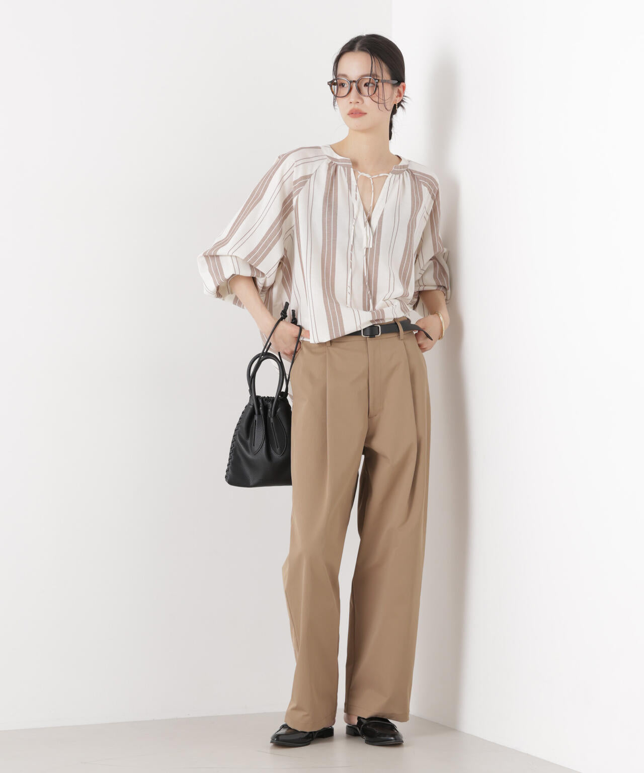 マシンウォッシャブルリネン混 ドルマンプルオーバーブラウス