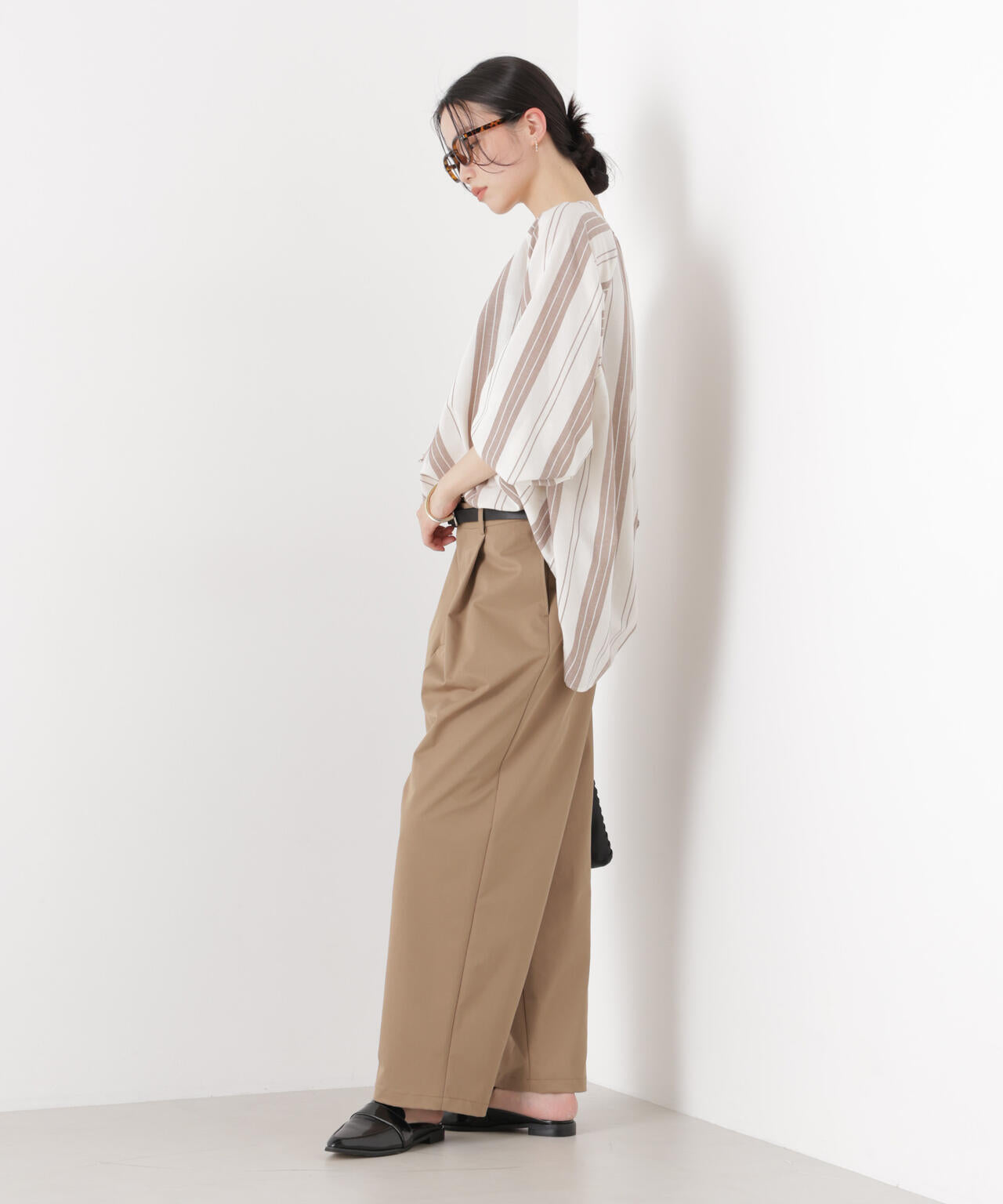 マシンウォッシャブルリネン混 ドルマンプルオーバーブラウス