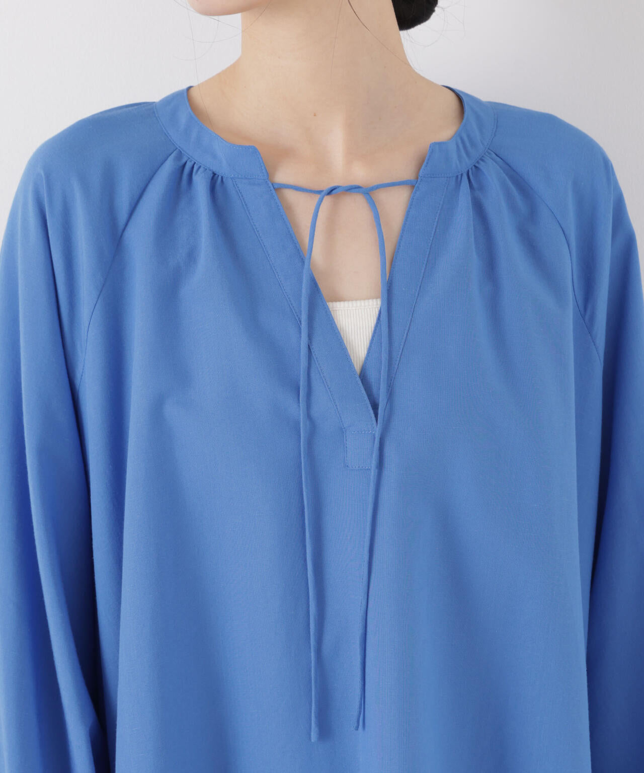 マシンウォッシャブルリネン混 ドルマンプルオーバーブラウス