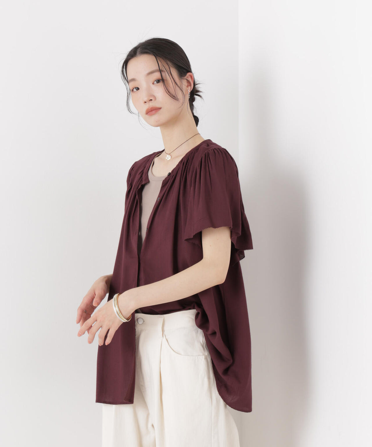 made in INDIA 前後2wayフレンチブラウス(セットアップ可)