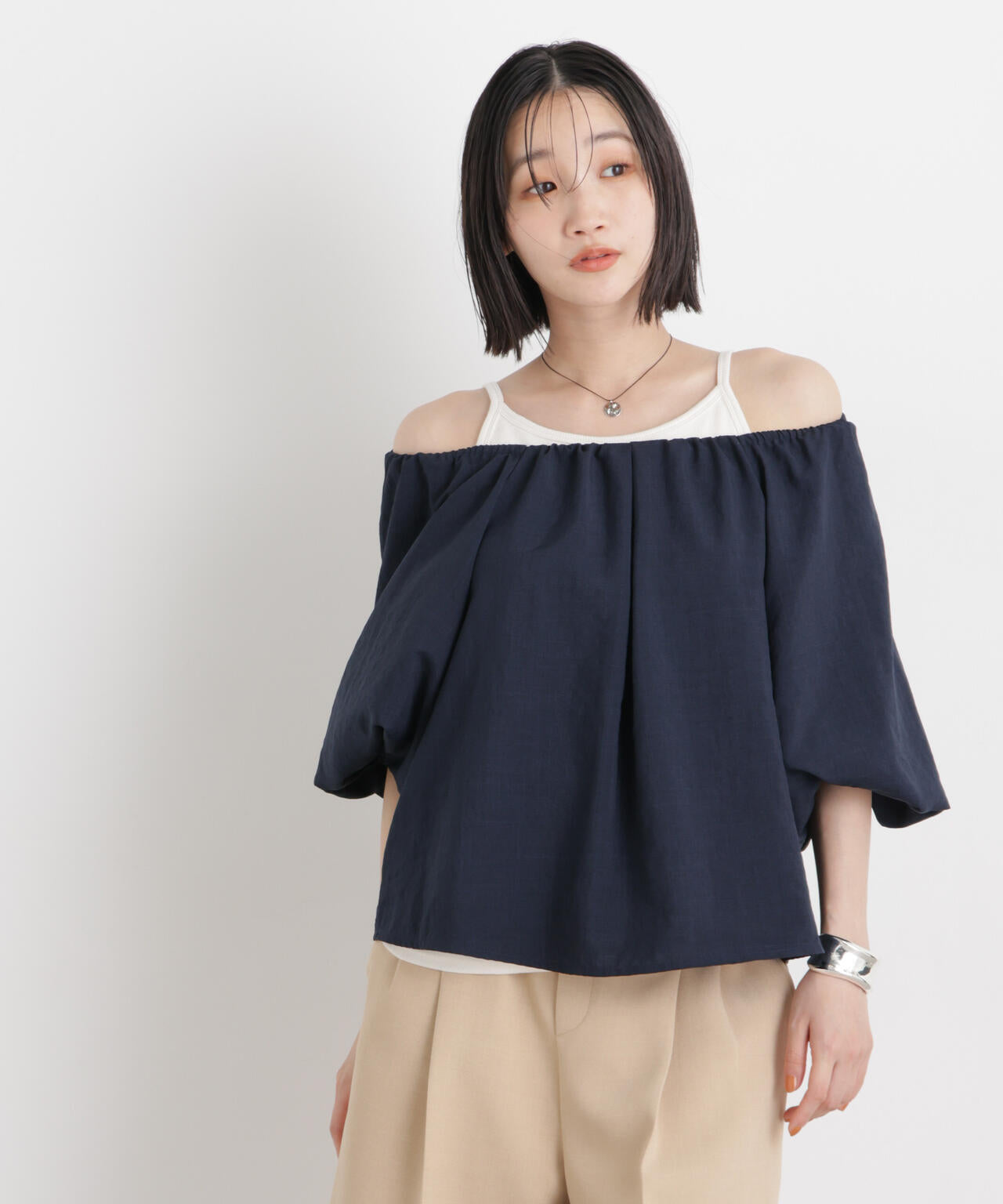 タンブラーブッチャー前後2wayボリュームスリーブブラウス(セットアップ可)