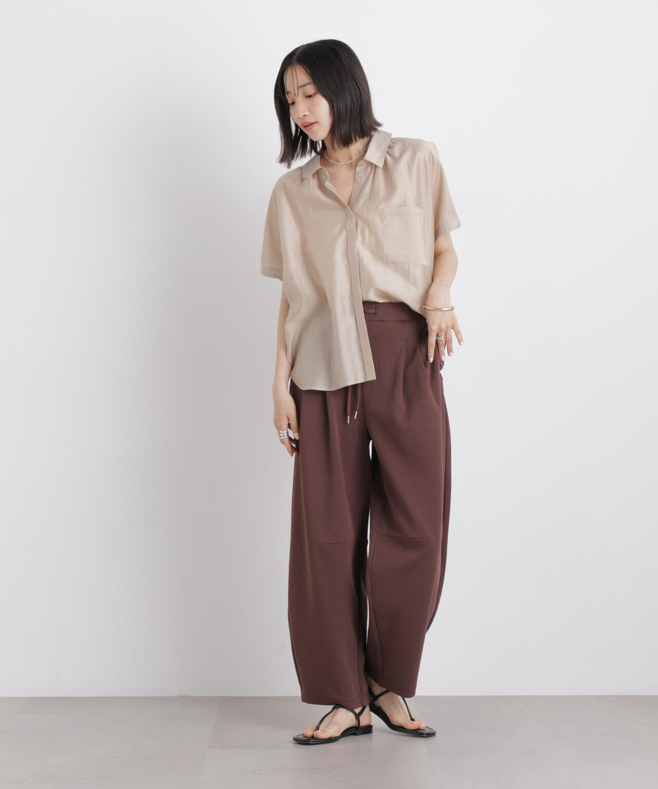 ソフトシアードルマン比翼ブラウス(セットアップ可)