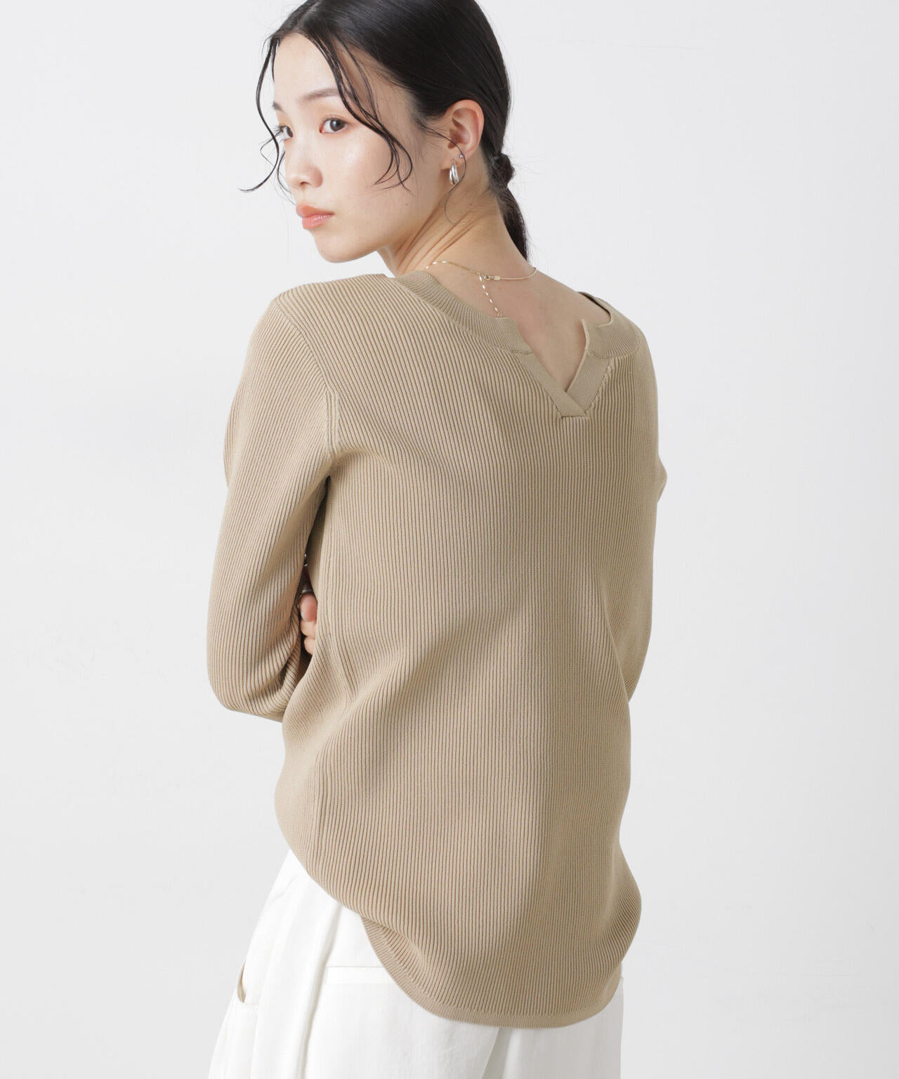 洗濯機洗い可スポンディッシュニット前後2wayトップス