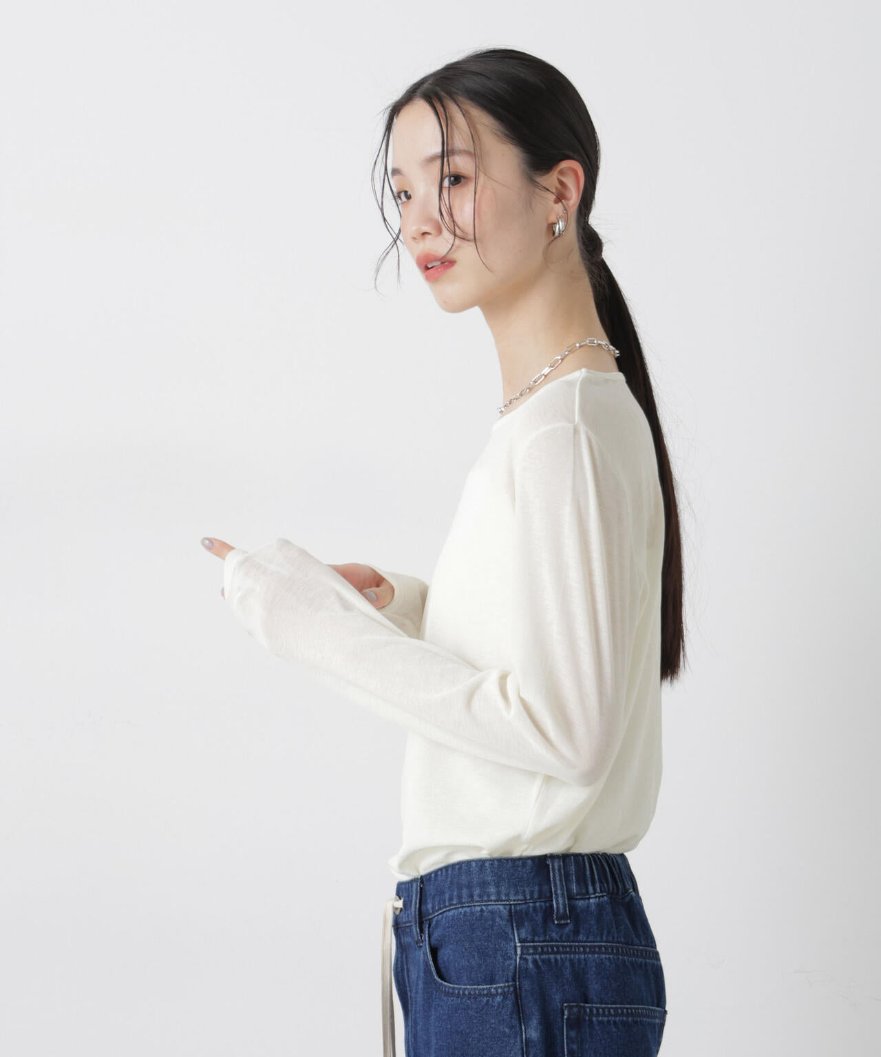 スラブシアーロングスリーブTシャツ