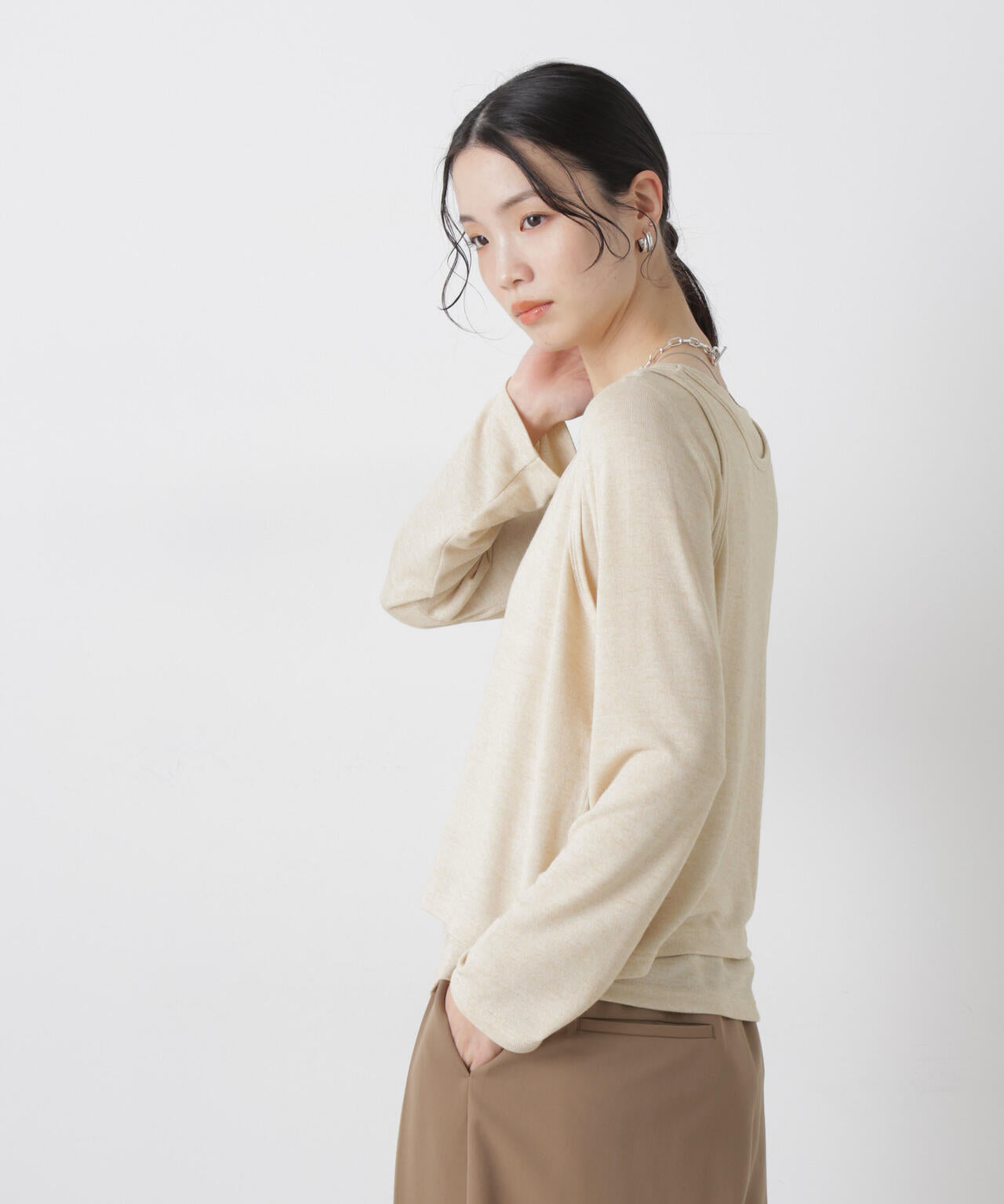 メランジカットレイヤードセットトップス