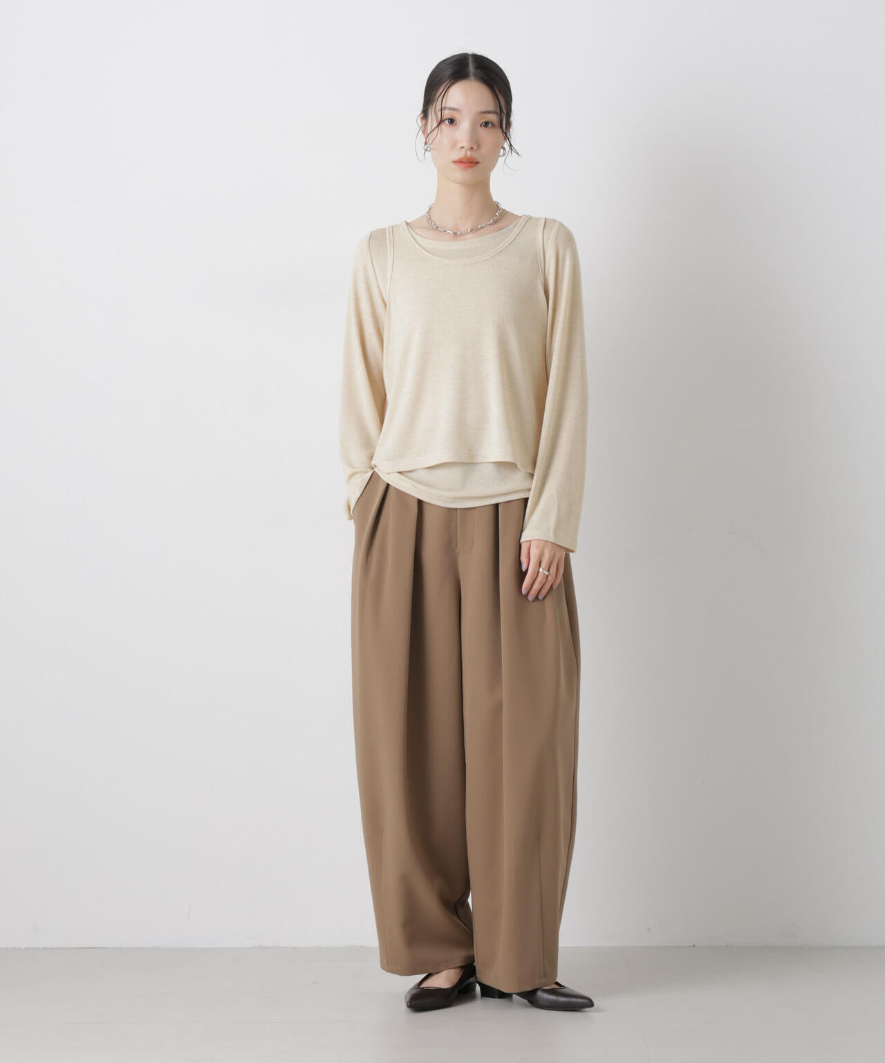 メランジカットレイヤードセットトップス