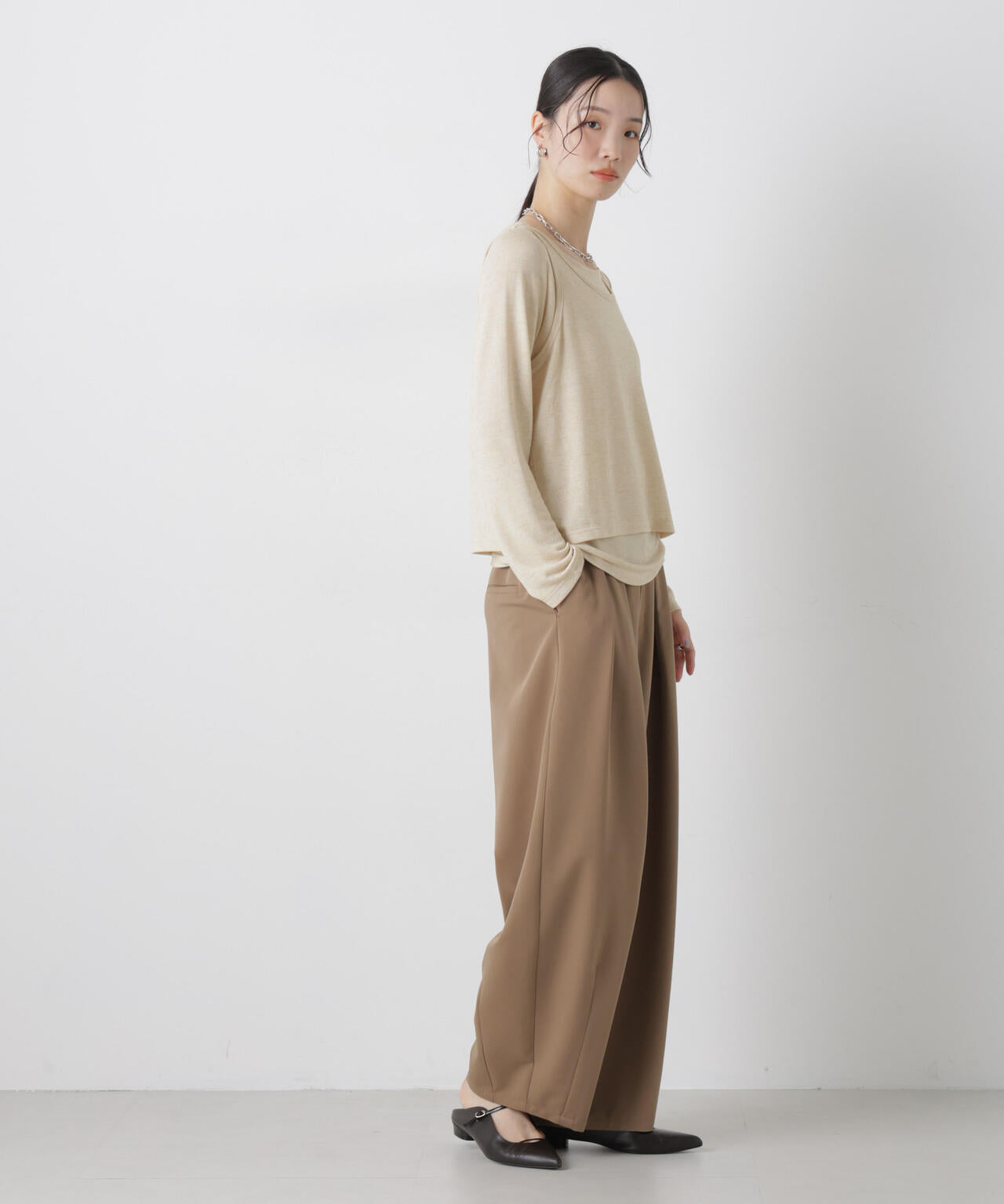 メランジカットレイヤードセットトップス