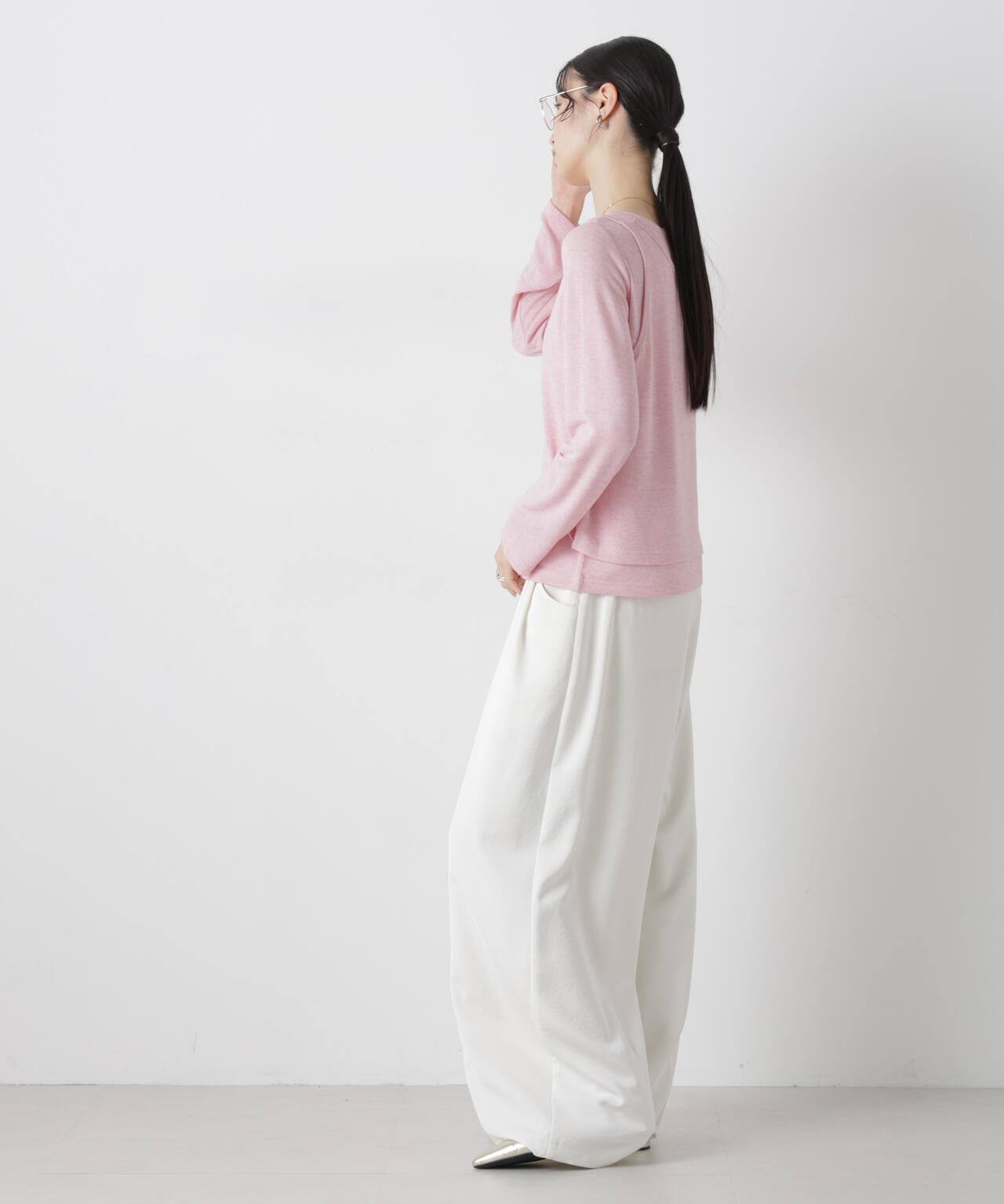 メランジカットレイヤードセットトップス