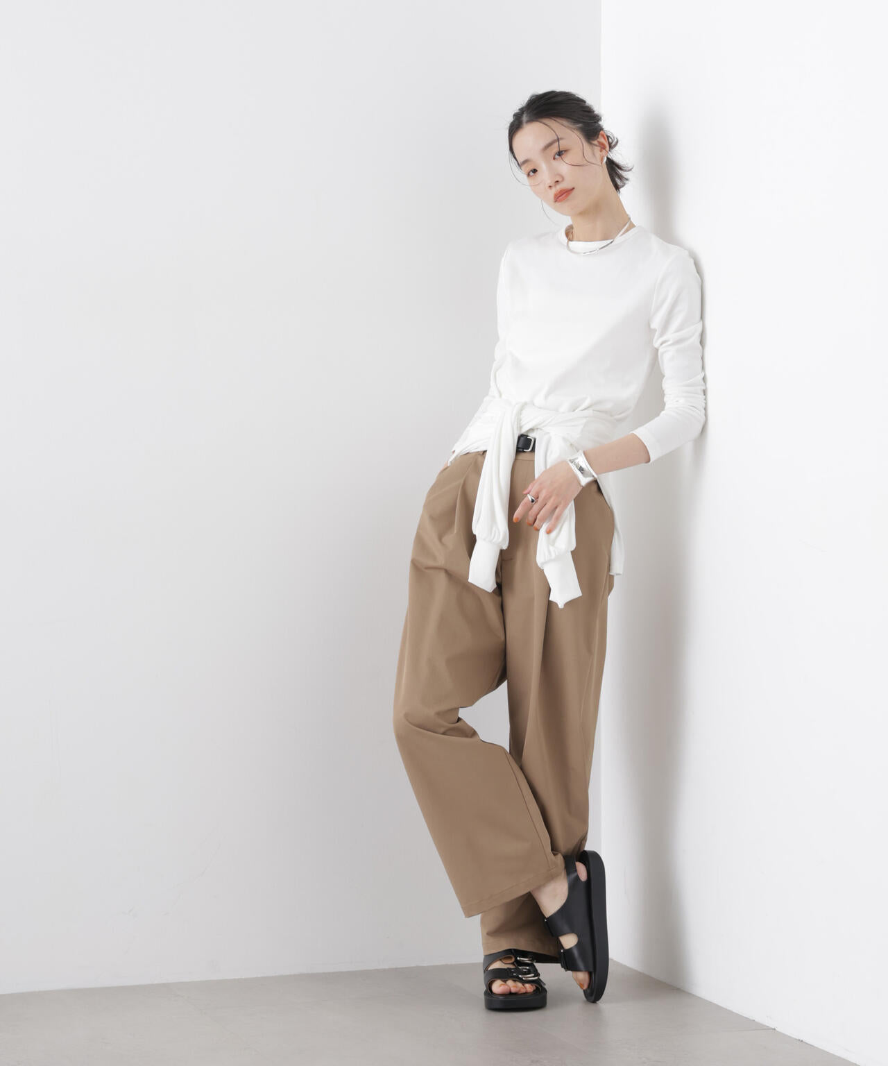 Repur加工 スムースシルケットロングスリーブトップス