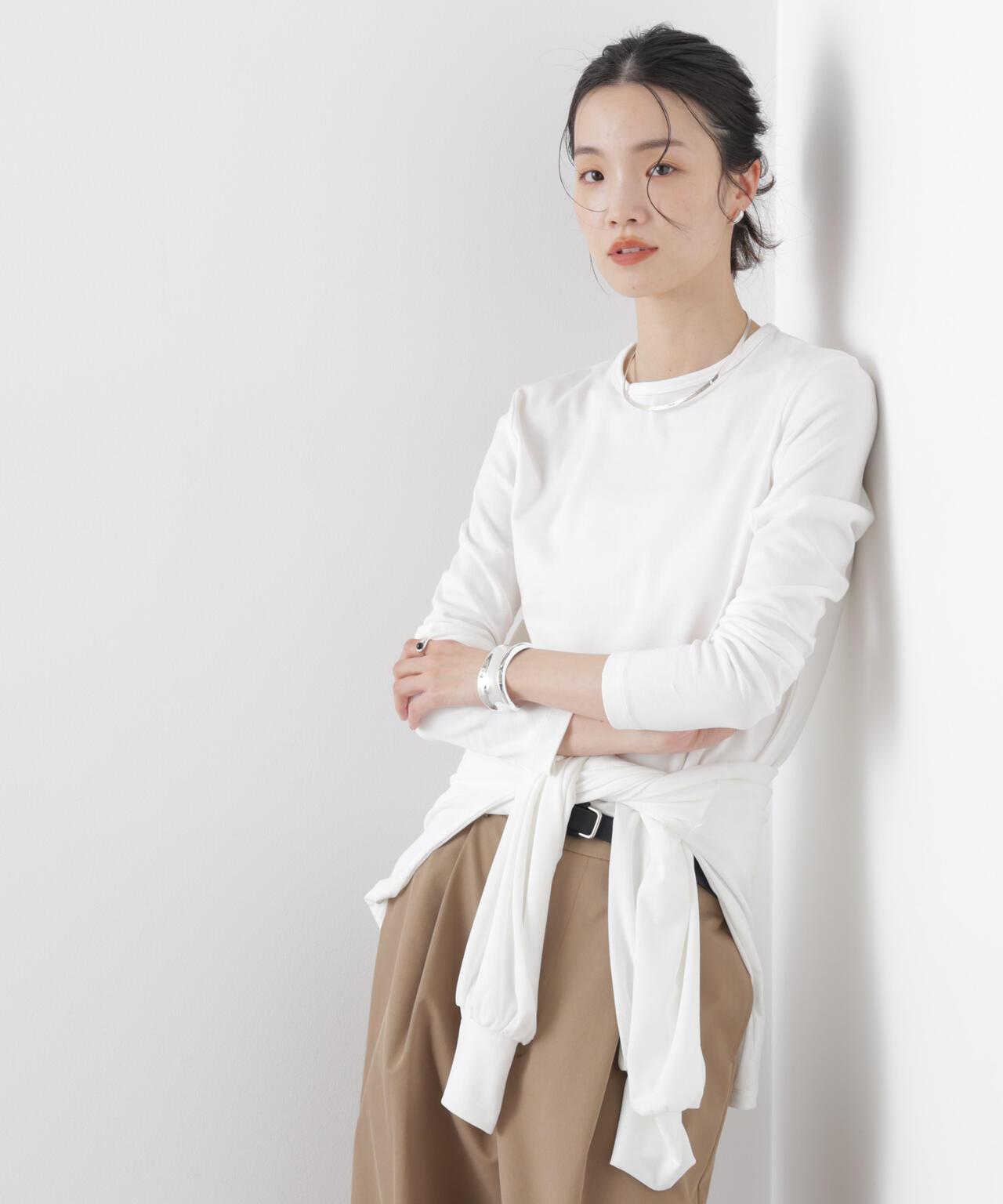 Repur加工 スムースシルケットロングスリーブトップス