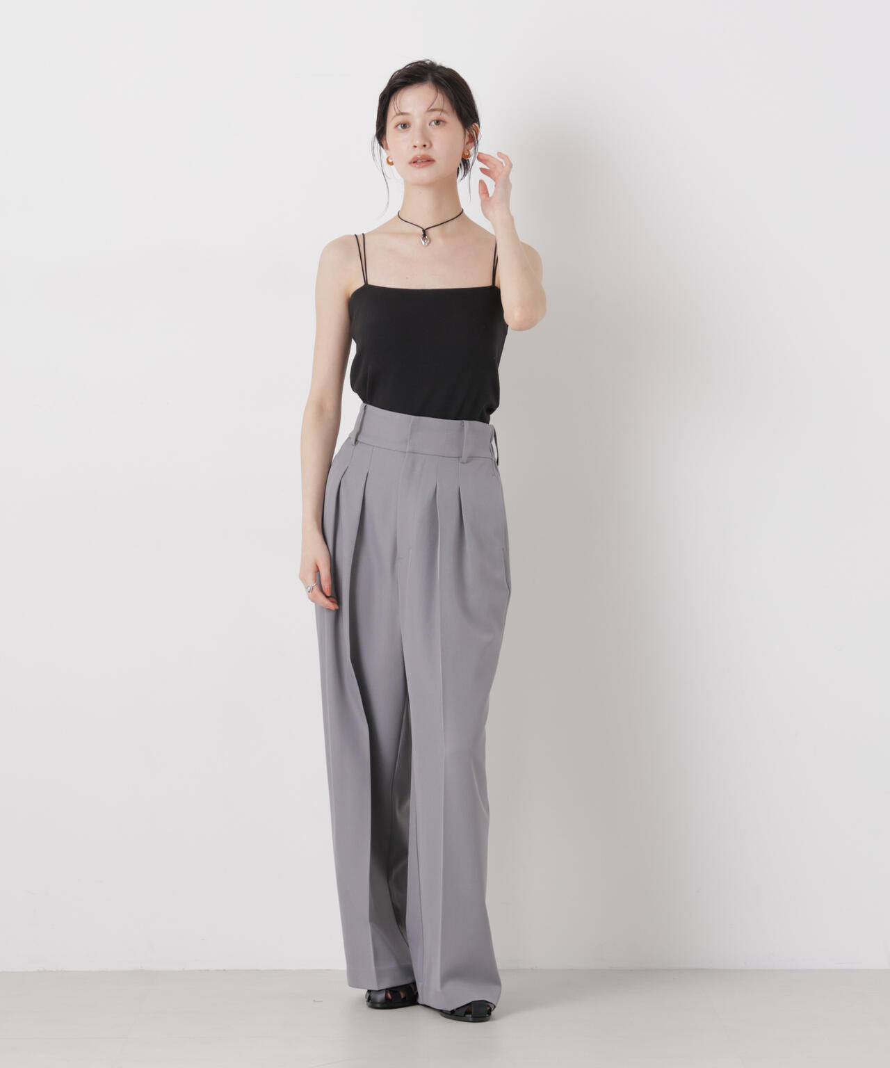 抗菌防臭リブカップ付きダブルストラップキャミソール