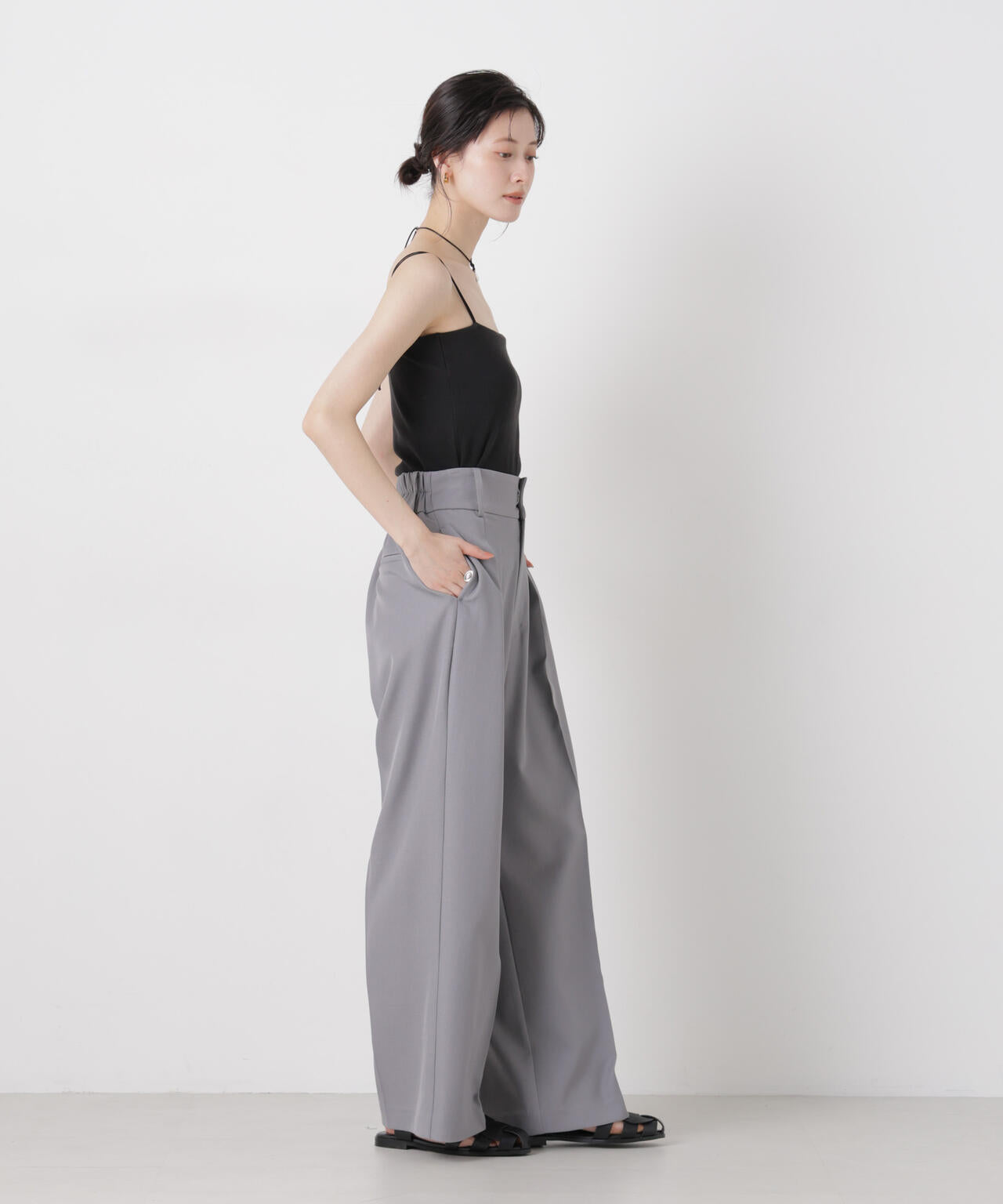 抗菌防臭リブカップ付きダブルストラップキャミソール