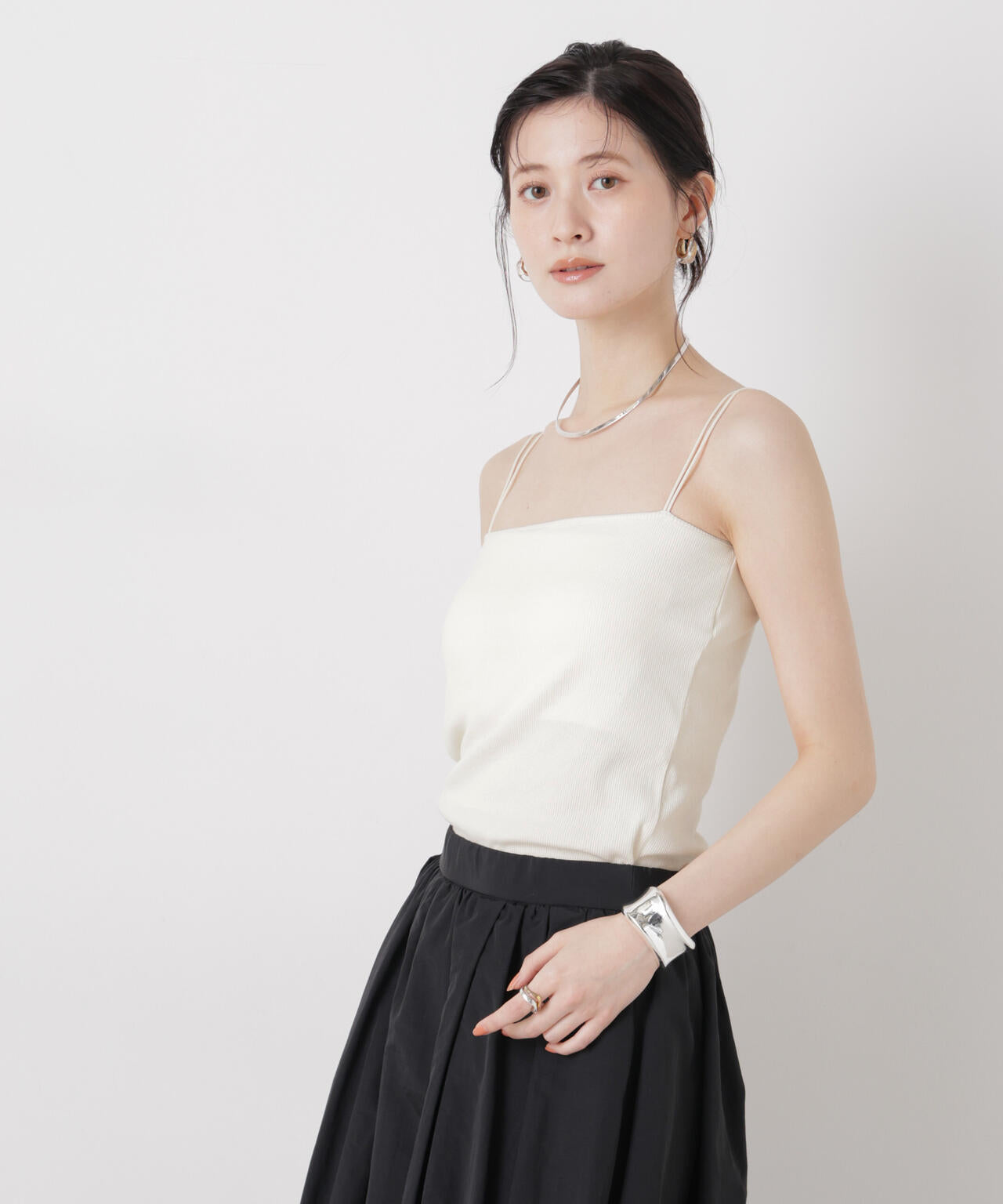 抗菌防臭リブカップ付きダブルストラップキャミソール