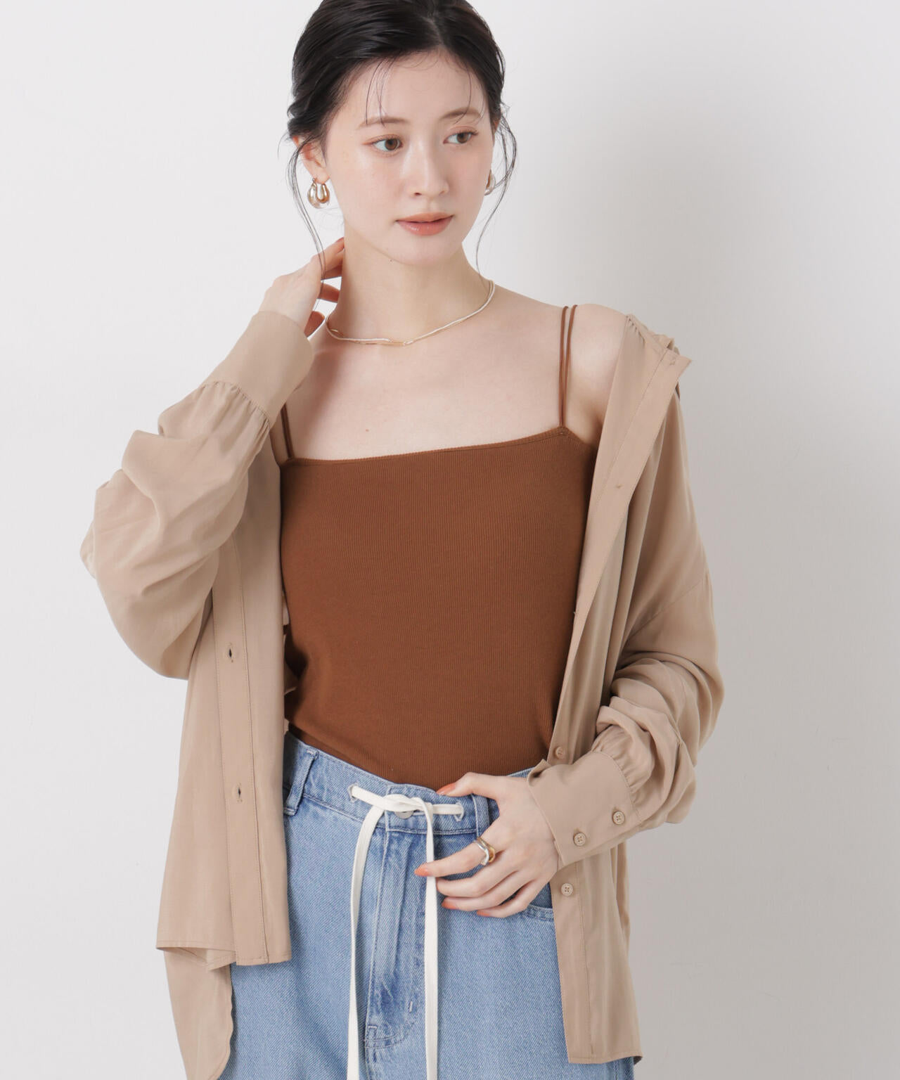 抗菌防臭リブカップ付きダブルストラップキャミソール