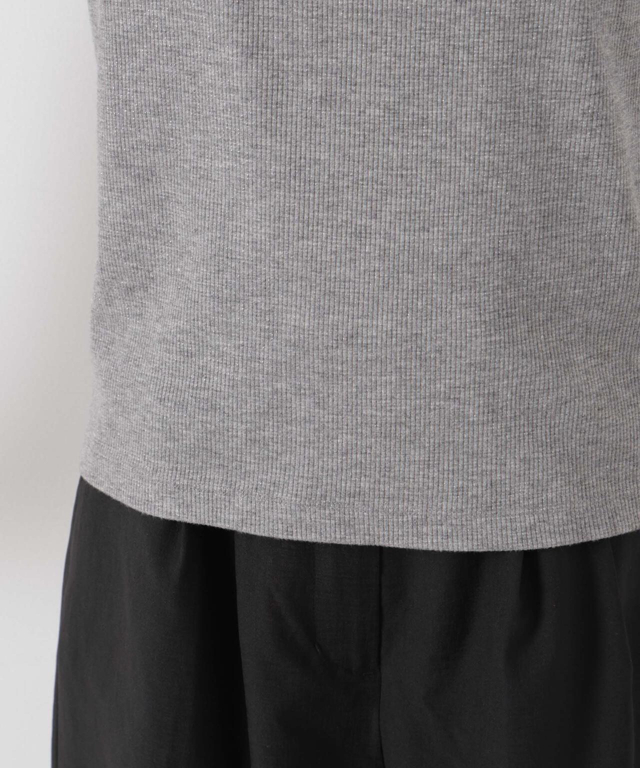 ラメリブカットクルーネックTシャツ