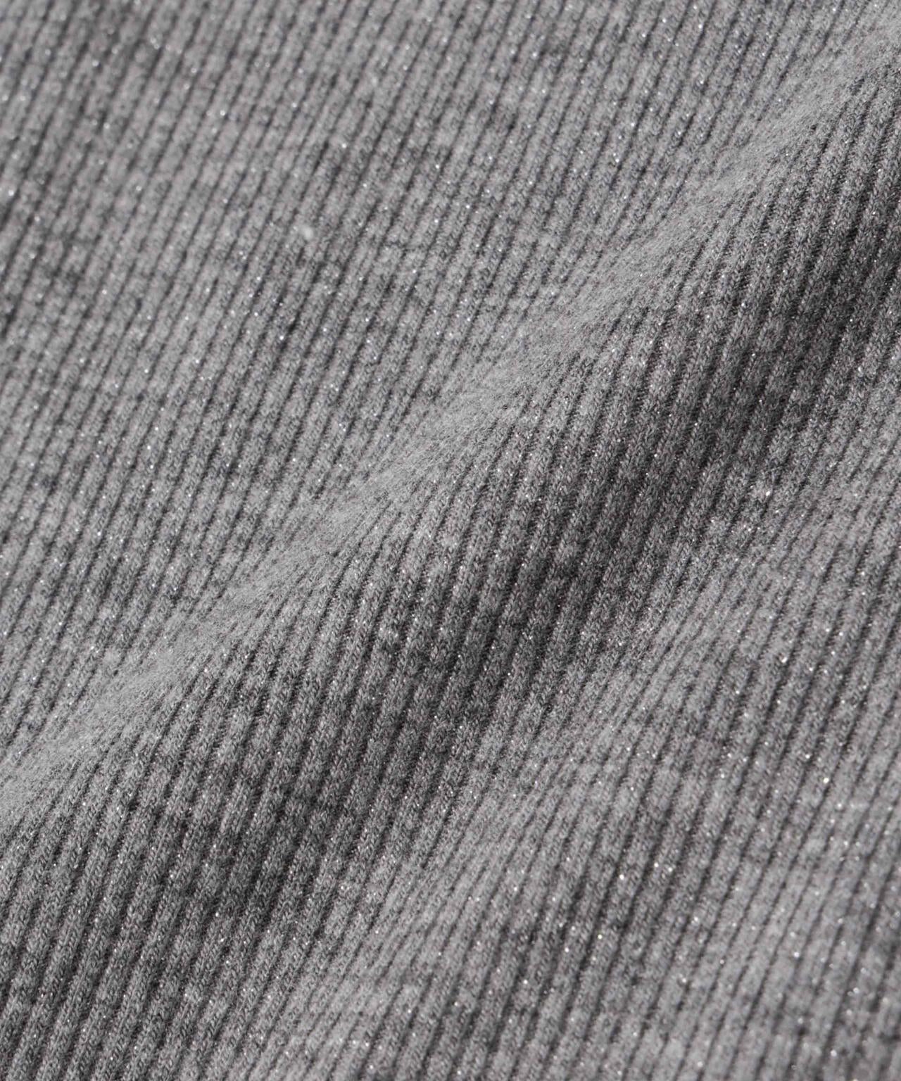 ラメリブカットクルーネックTシャツ