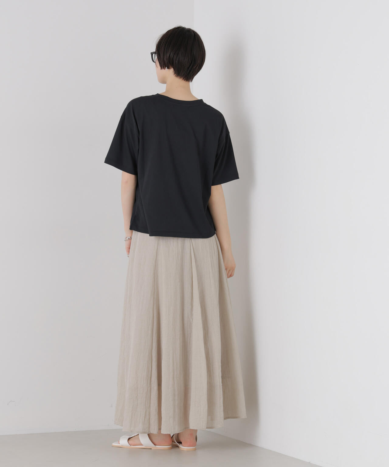汗隠糸加工&多彩機能カットソー素材 クルーネックトップス