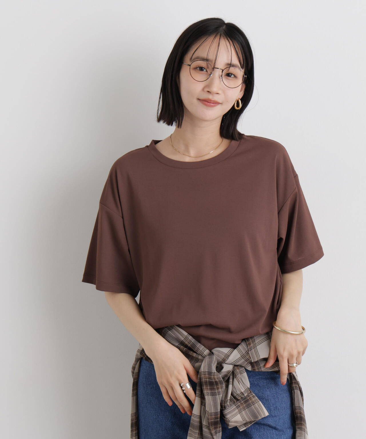 汗隠糸加工&多彩機能カットソー素材 クルーネックトップス