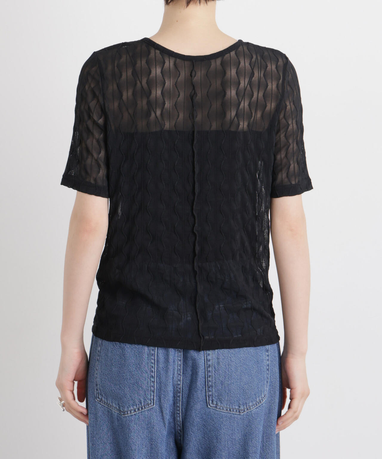 シアーカットクルーネックトップス