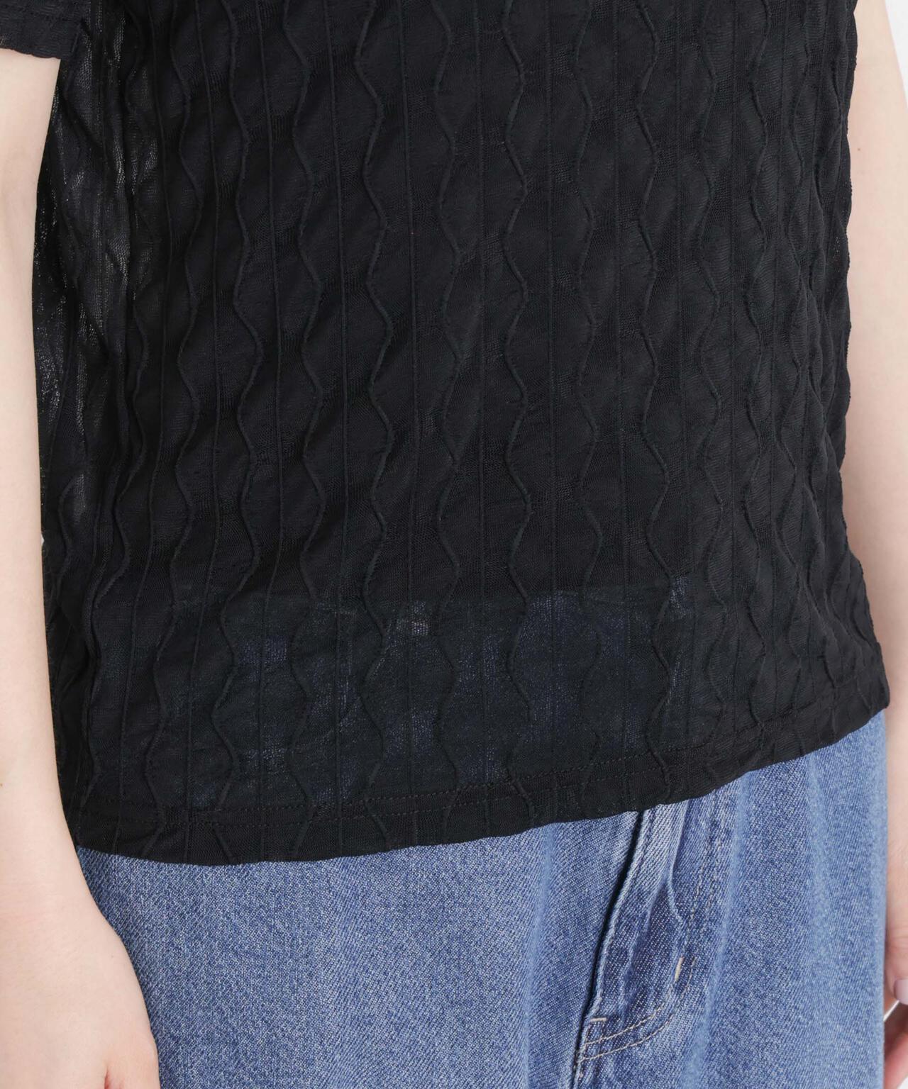 シアーカットクルーネックトップス