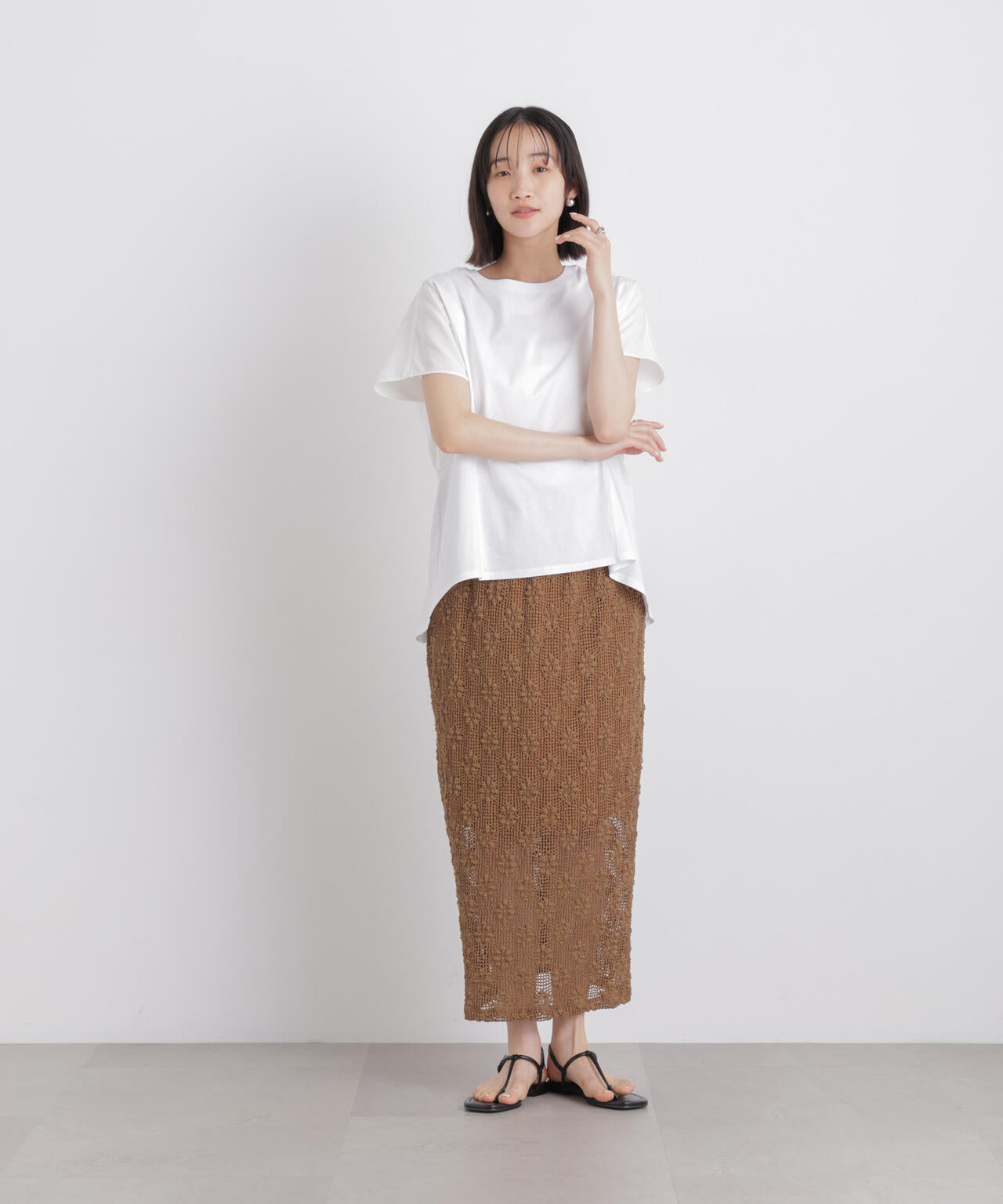 タフタコンビバックギャザーデザインカットトップス