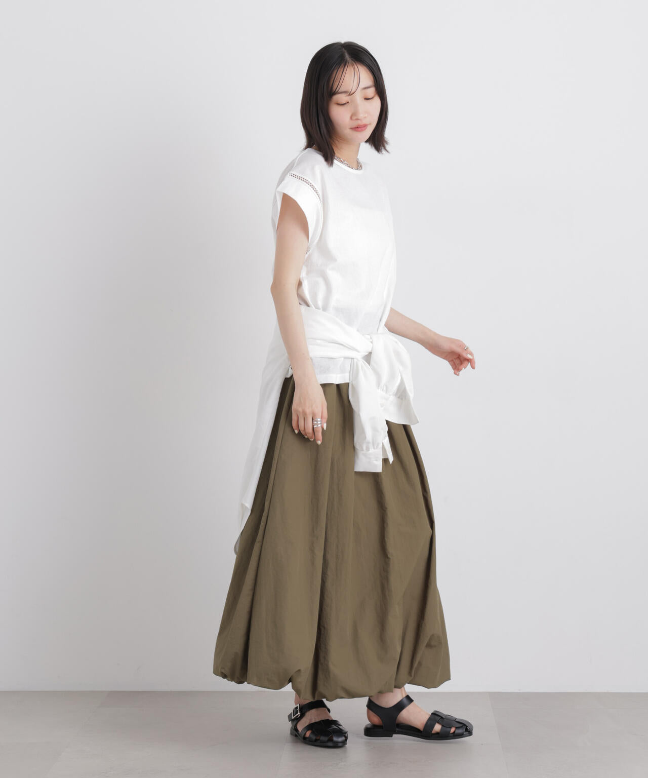 ハシゴレースフレンチスリーブカットトップス