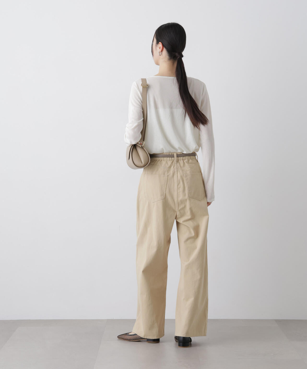 コットンツイルタックワイドパンツ