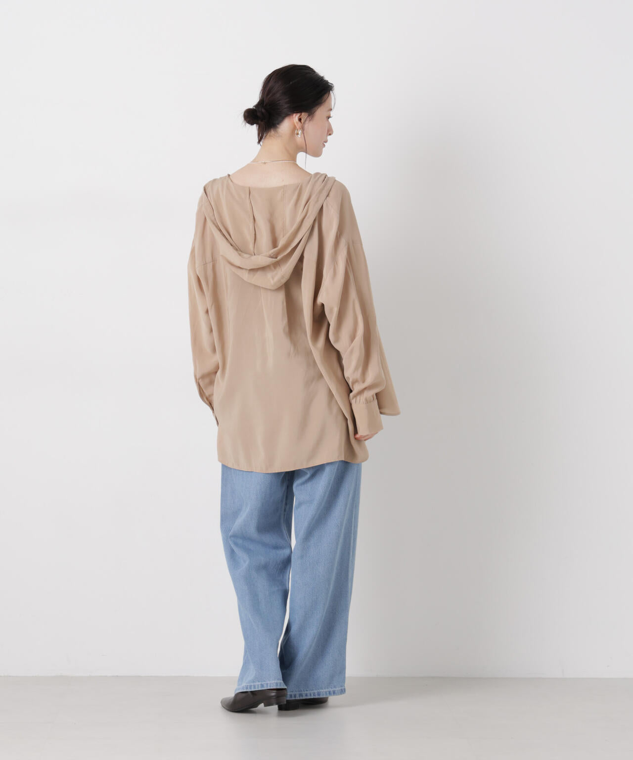 ウエストドロストワイドデニムパンツ