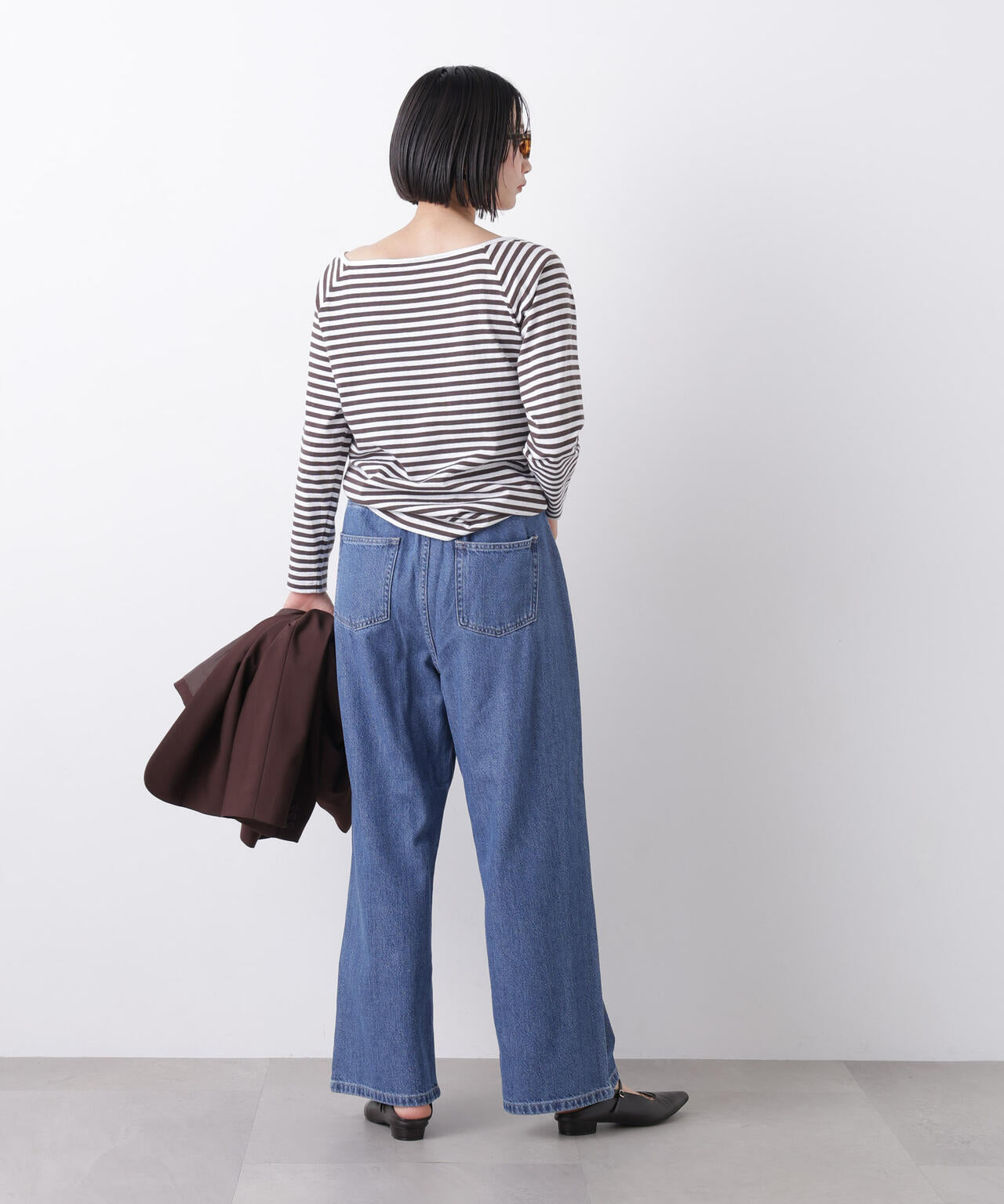 ウエストドロストワイドデニムパンツ
