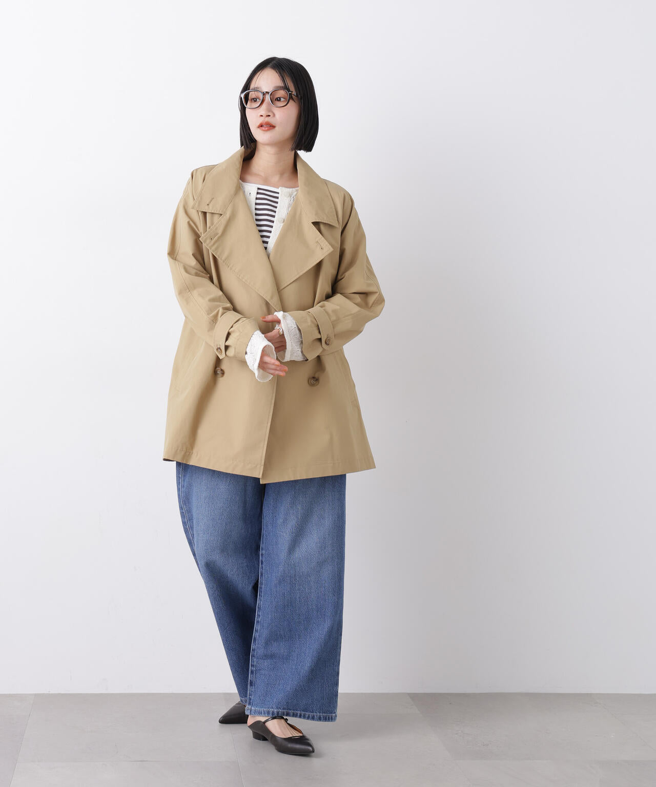 ウエストドロストワイドデニムパンツ