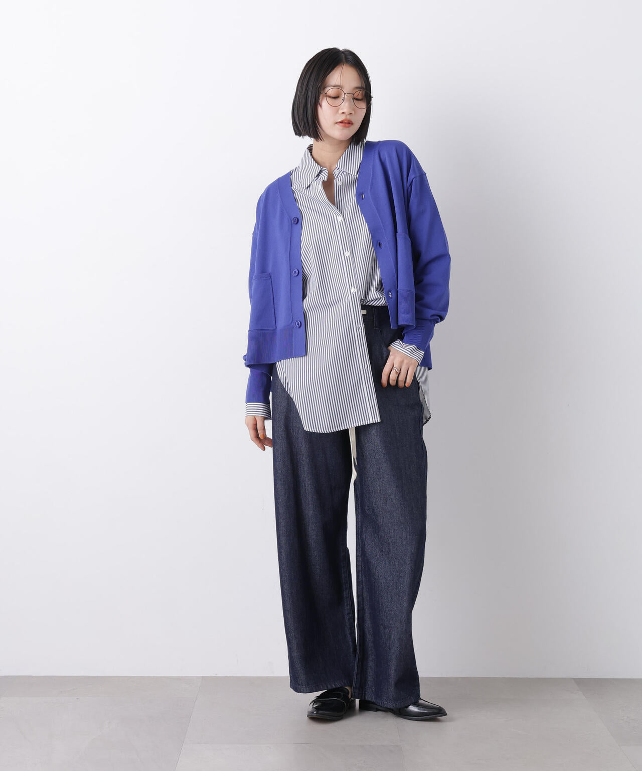 ウエストドロストワイドデニムパンツ