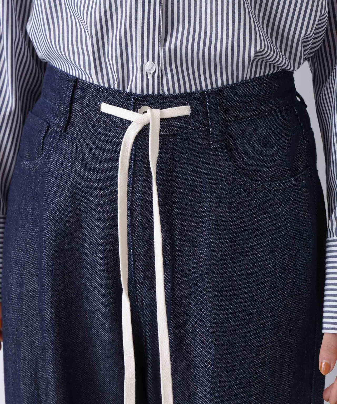 ウエストドロストワイドデニムパンツ