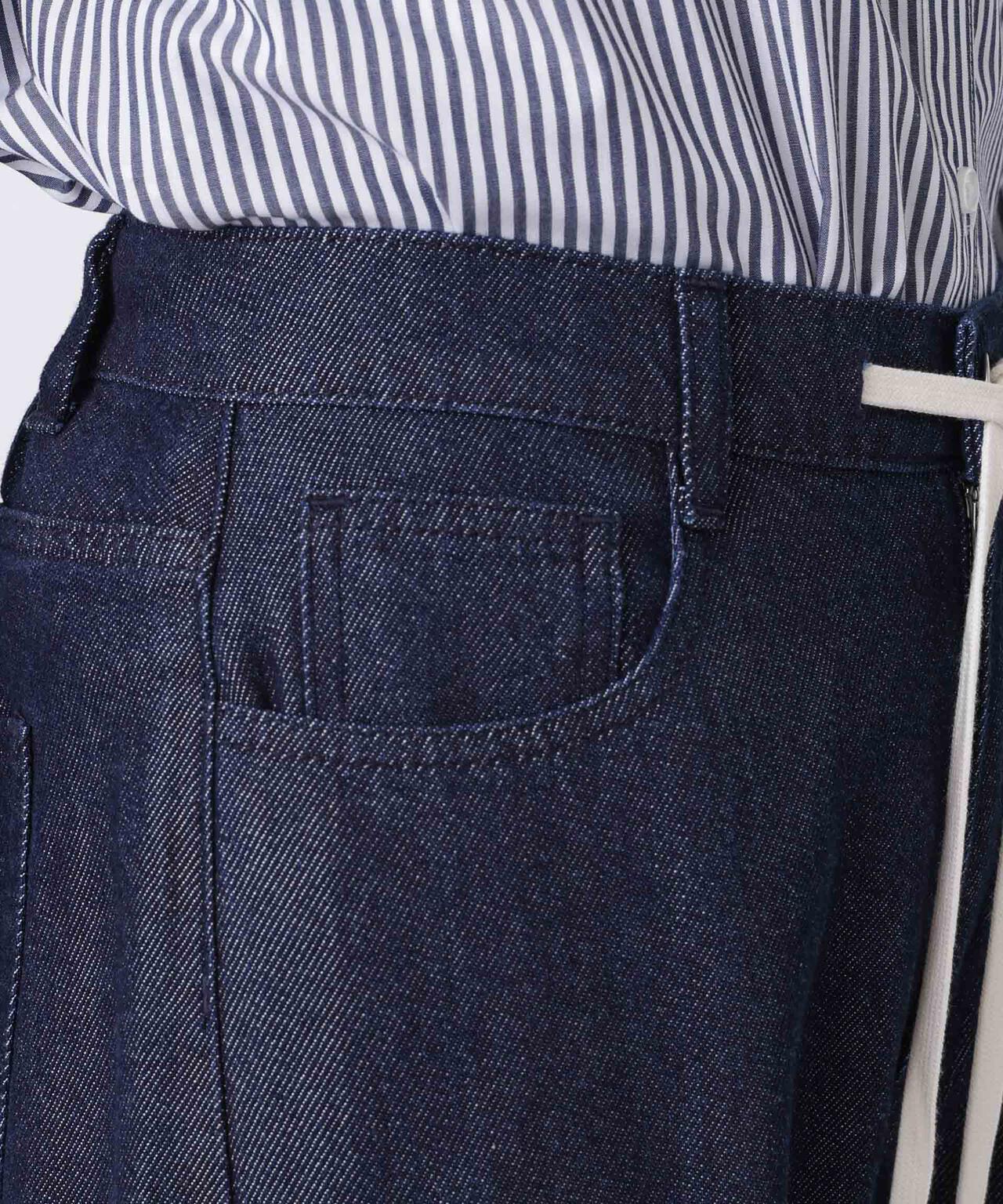 ウエストドロストワイドデニムパンツ