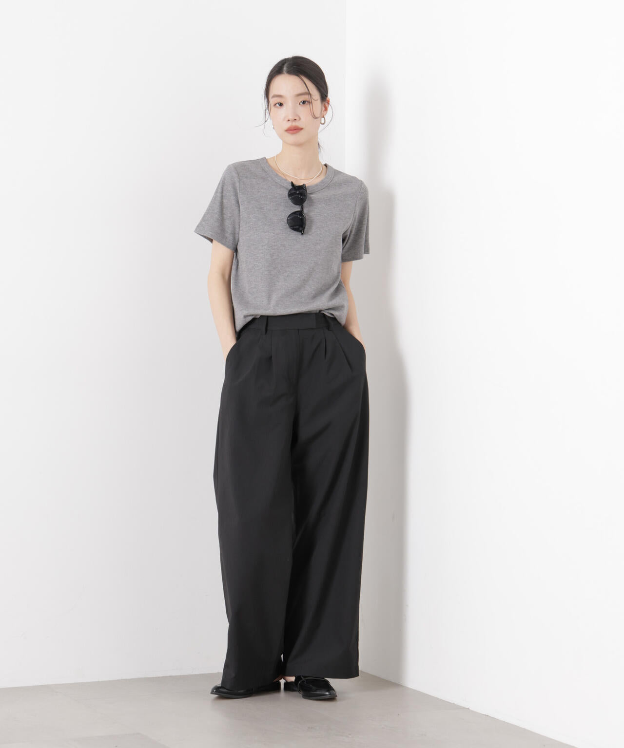 ソフトシアーツータックワイドパンツ(セットアップ可)