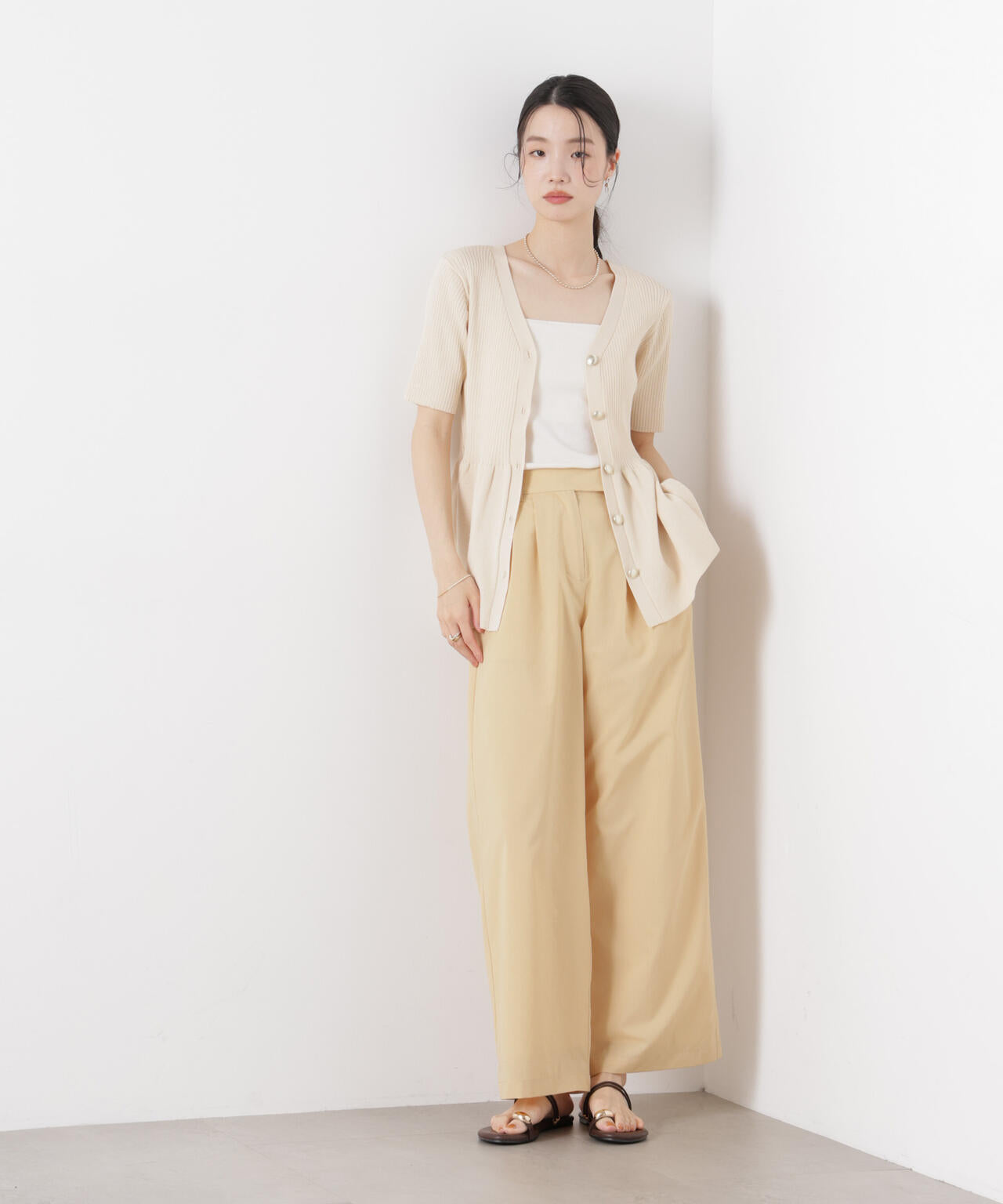 ソフトシアーツータックワイドパンツ(セットアップ可)