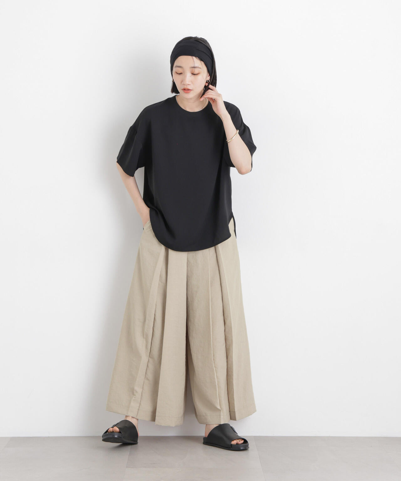 タンブラーブッチャーボックスプリーツワイドパンツ(セットアップ可)