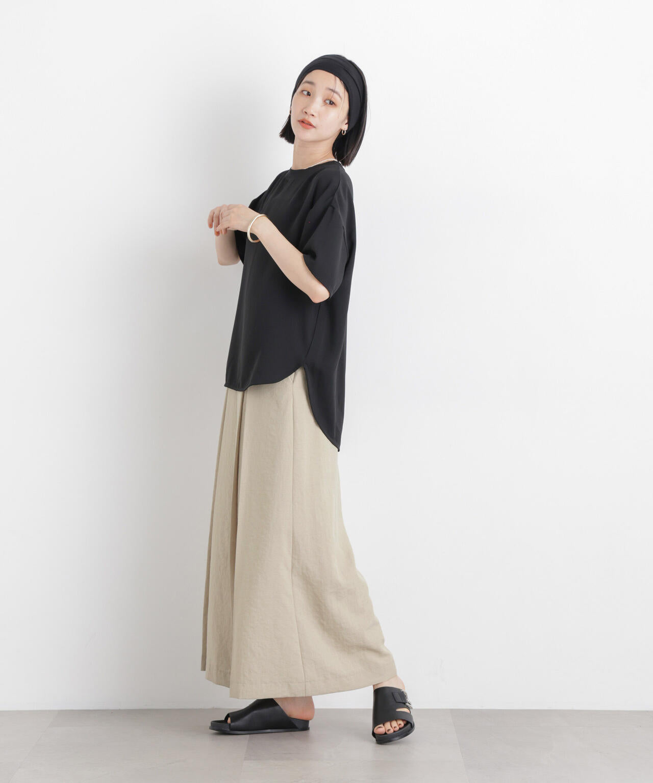 タンブラーブッチャーボックスプリーツワイドパンツ(セットアップ可)