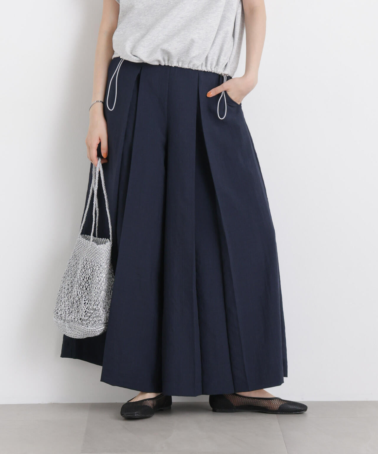 タンブラーブッチャーボックスプリーツワイドパンツ(セットアップ可)