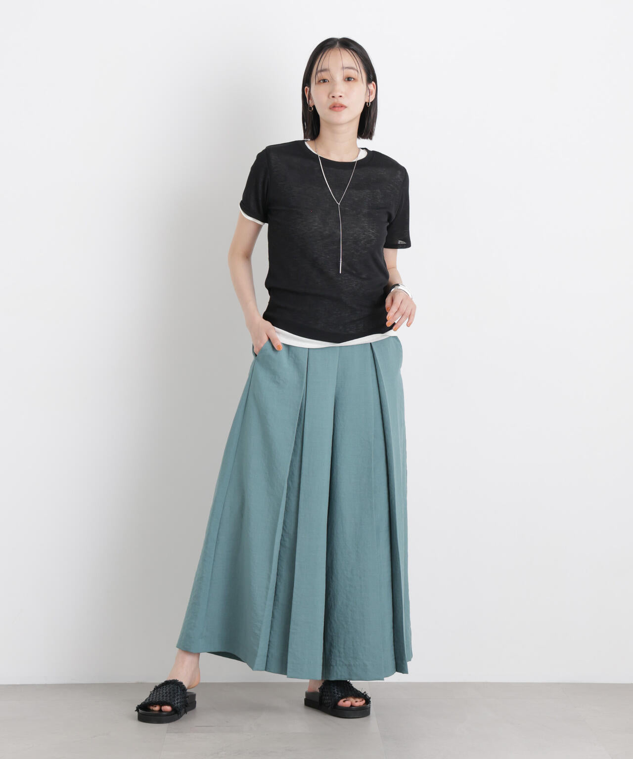 タンブラーブッチャーボックスプリーツワイドパンツ(セットアップ可)