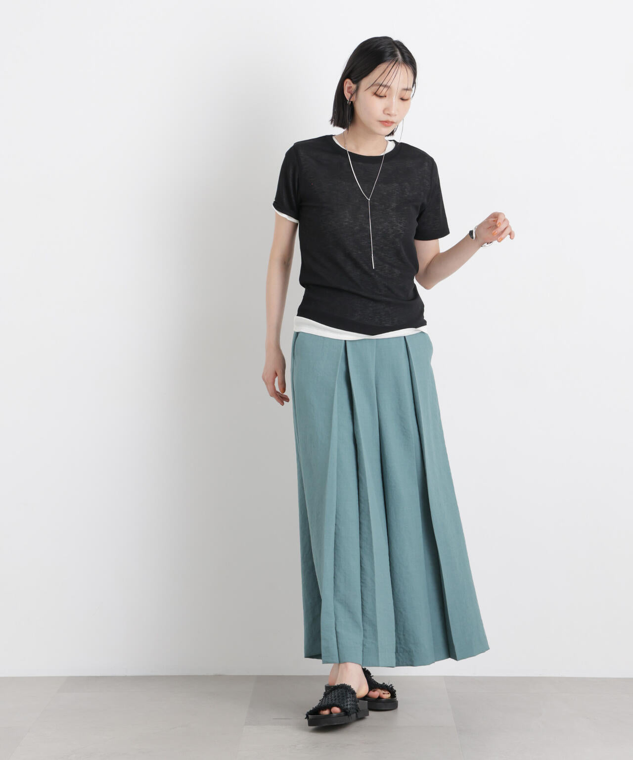 タンブラーブッチャーボックスプリーツワイドパンツ(セットアップ可)