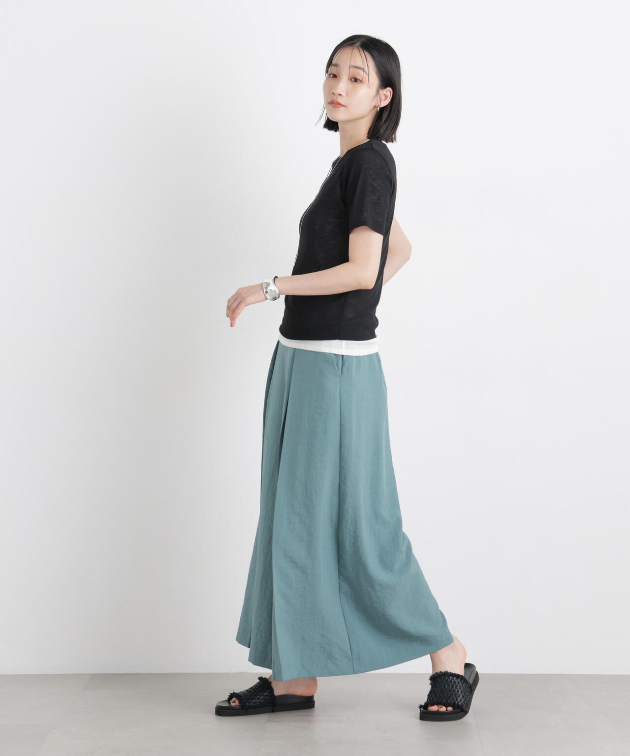 タンブラーブッチャーボックスプリーツワイドパンツ(セットアップ可)