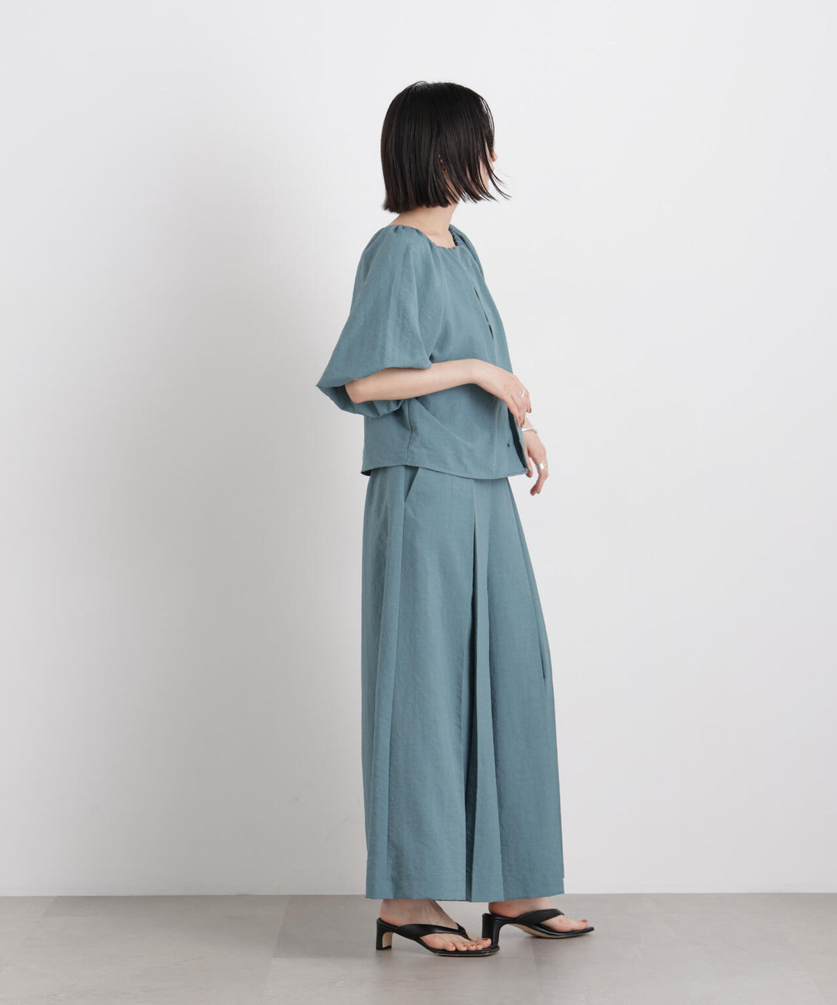 タンブラーブッチャーボックスプリーツワイドパンツ(セットアップ可)